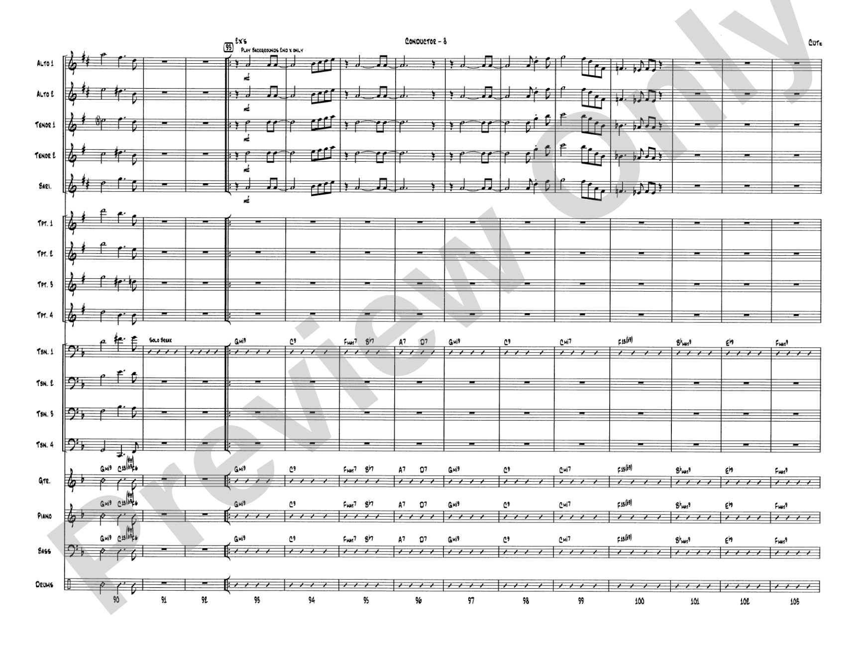 Cute: Jazz Ensemble Conductor Score & Parts