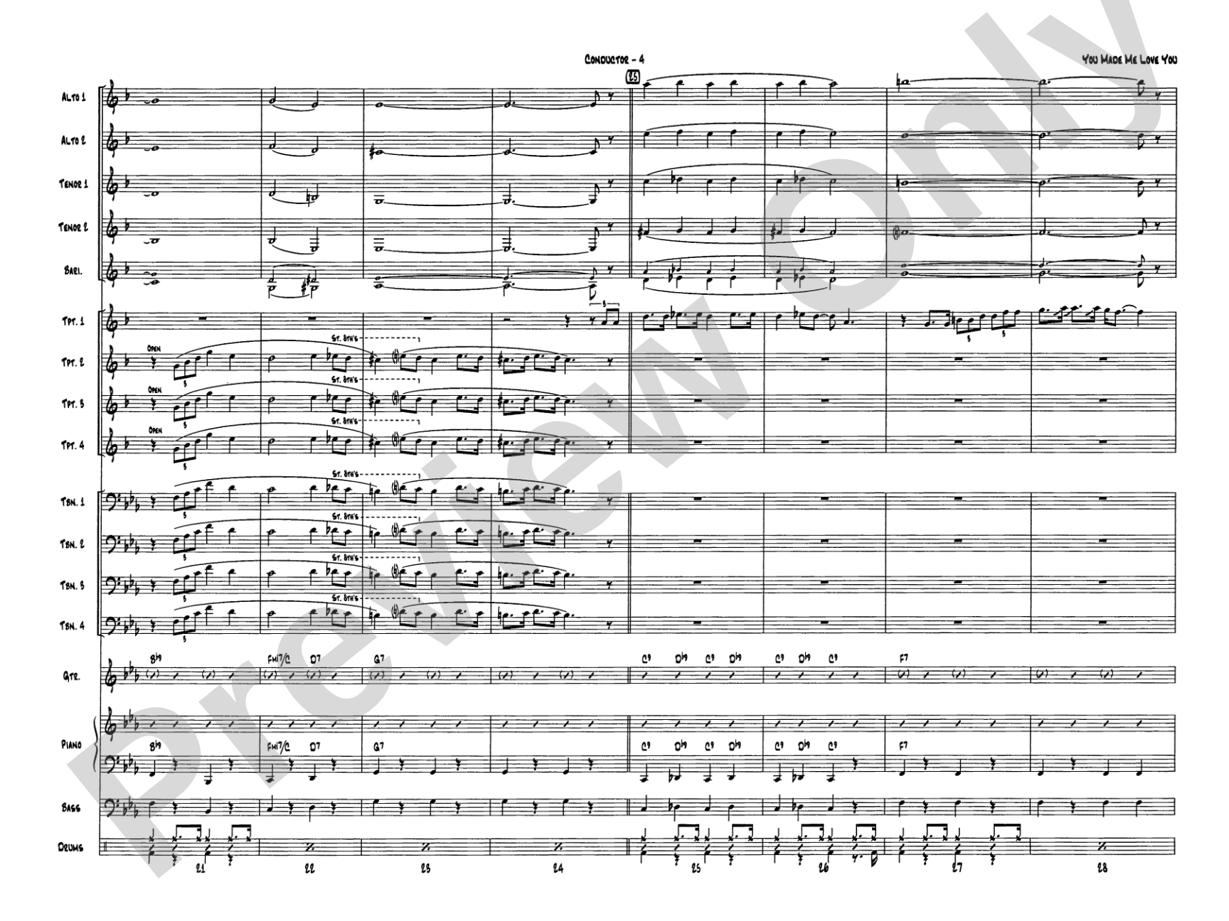 You Made Me Love You (I Didn't Want to Do It): Jazz Ensemble Conductor Score & Parts