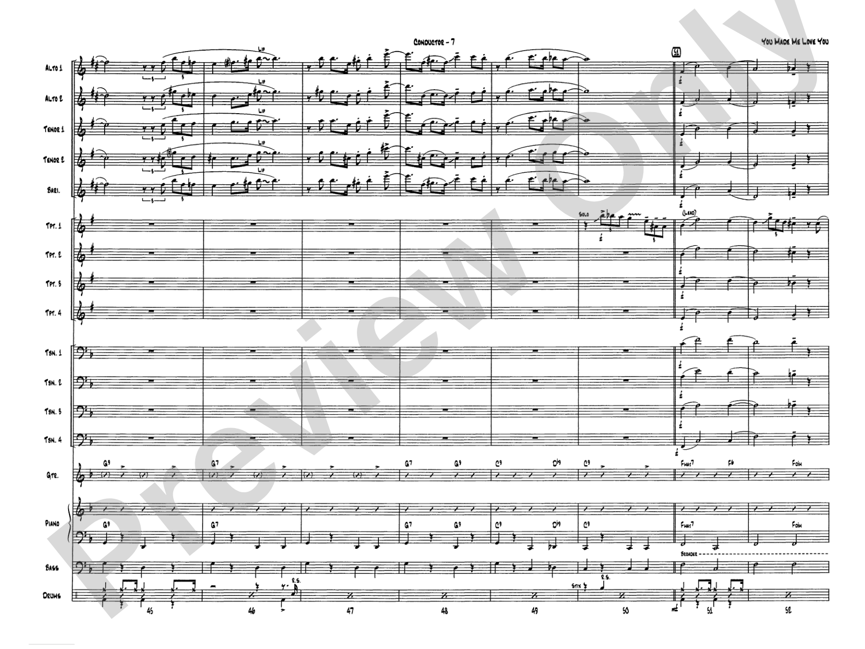 You Made Me Love You (I Didn't Want to Do It): Jazz Ensemble Conductor Score & Parts