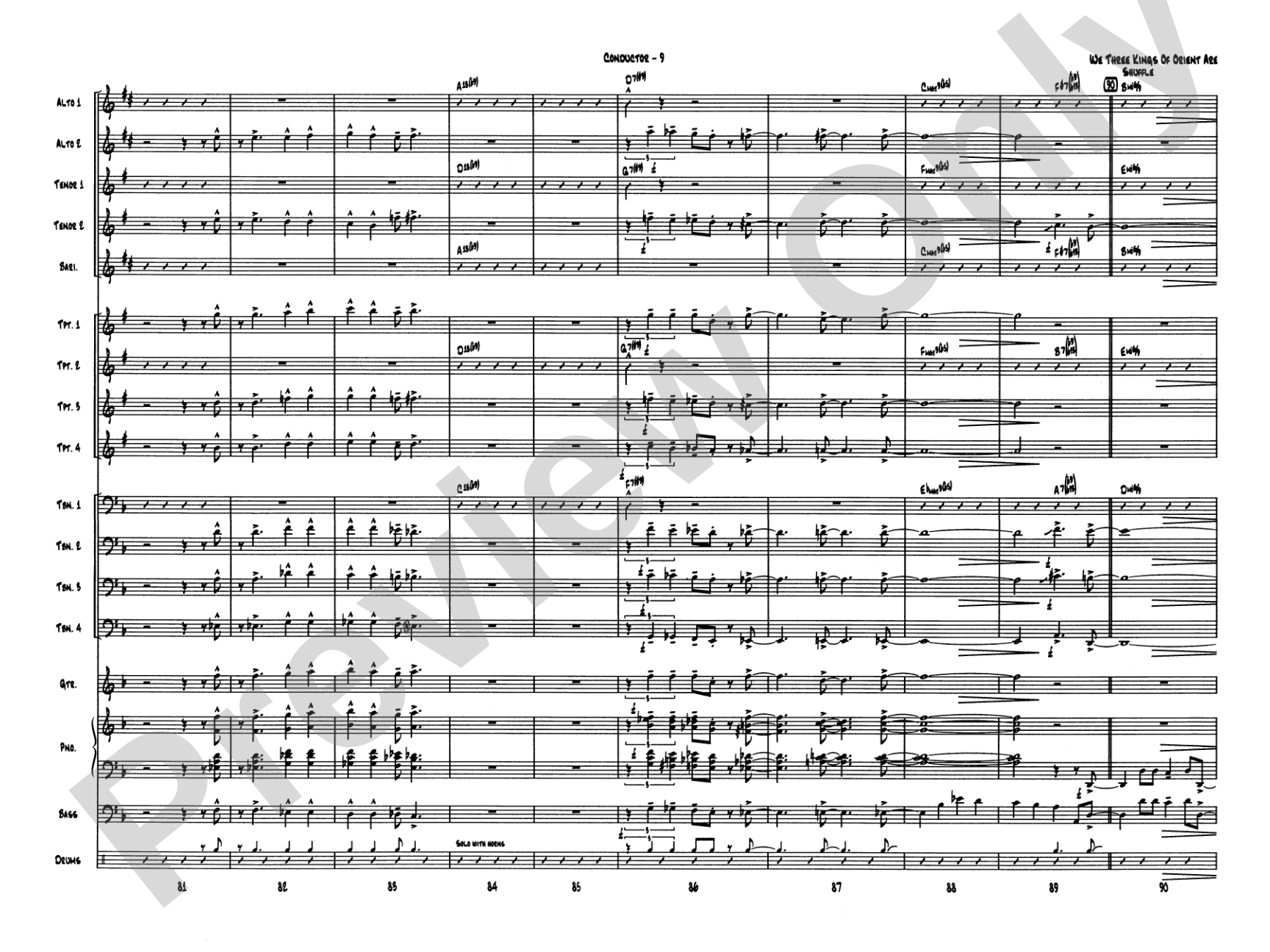 We Three Kings of Orient Are: Jazz Ensemble Conductor Score & Parts