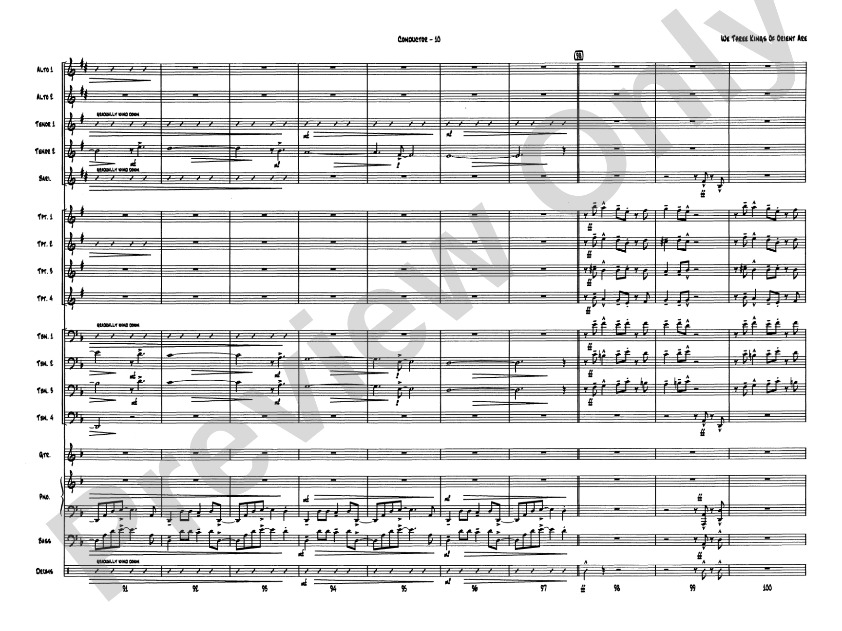 We Three Kings of Orient Are: Jazz Ensemble Conductor Score & Parts