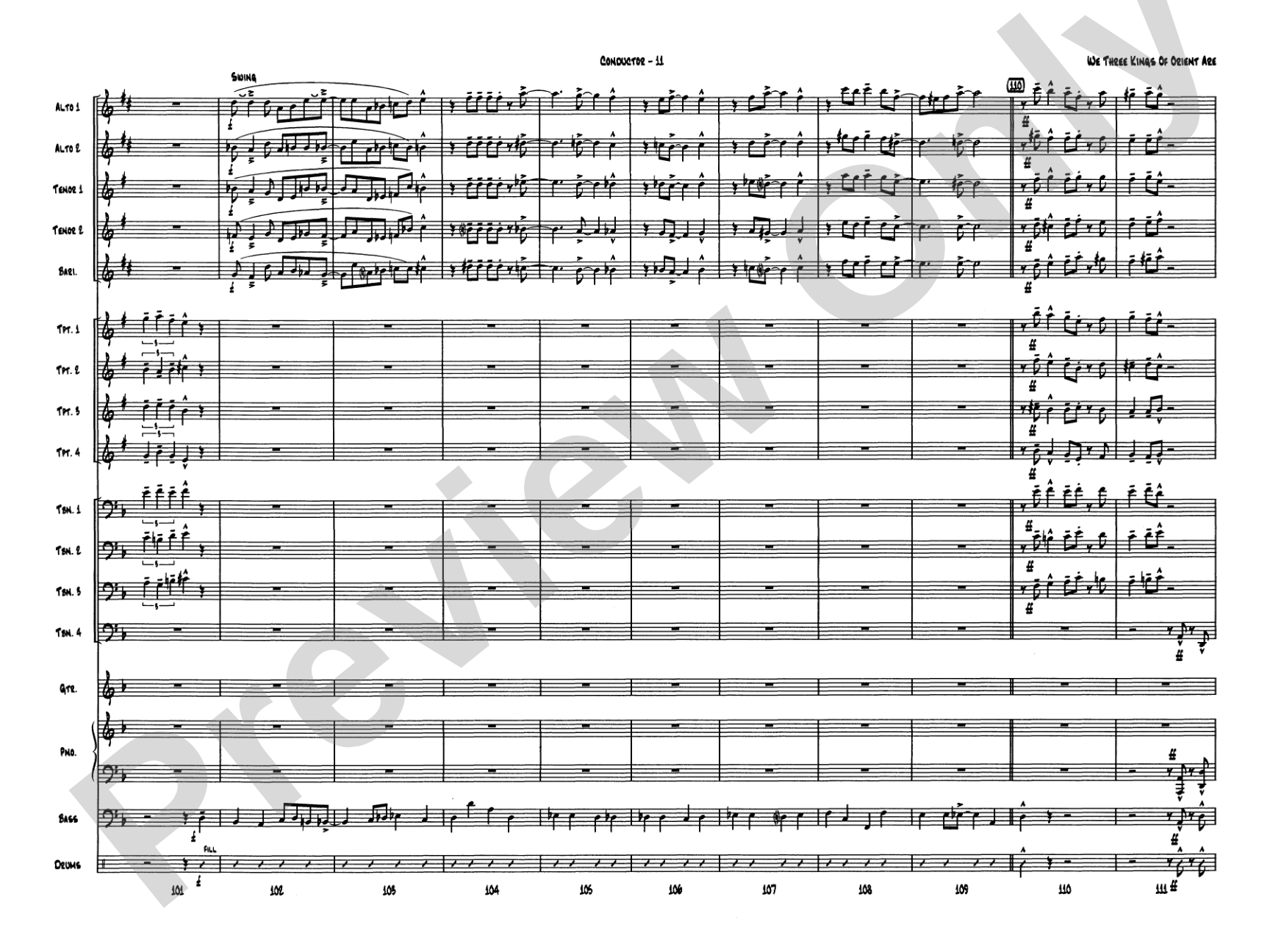 We Three Kings of Orient Are: Jazz Ensemble Conductor Score & Parts