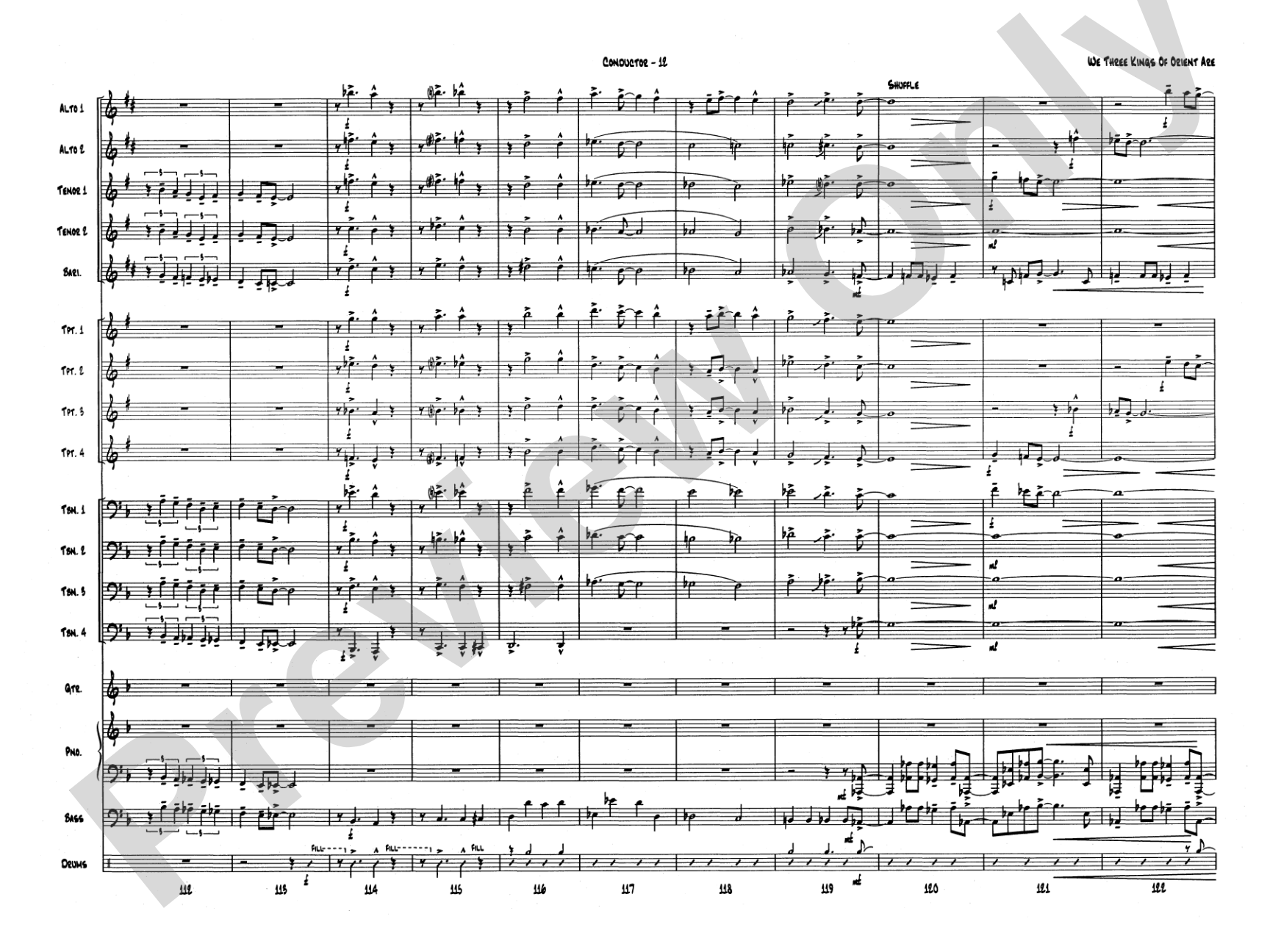 We Three Kings of Orient Are: Jazz Ensemble Conductor Score & Parts
