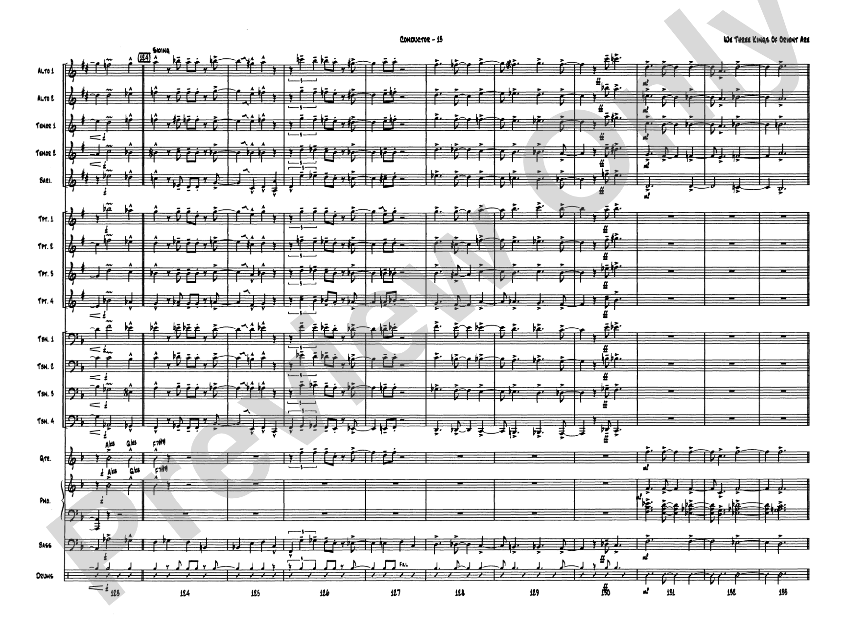 We Three Kings of Orient Are: Jazz Ensemble Conductor Score & Parts