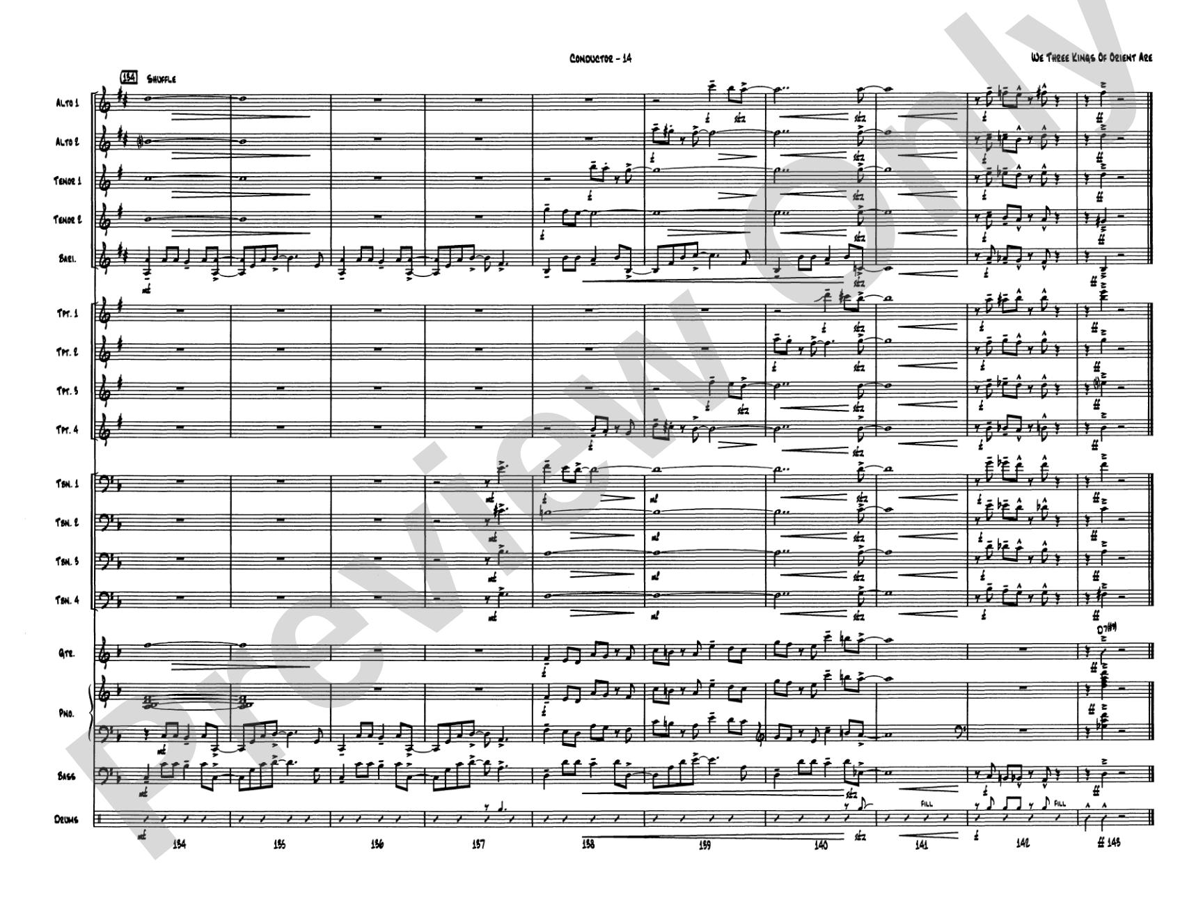 We Three Kings of Orient Are: Jazz Ensemble Conductor Score & Parts