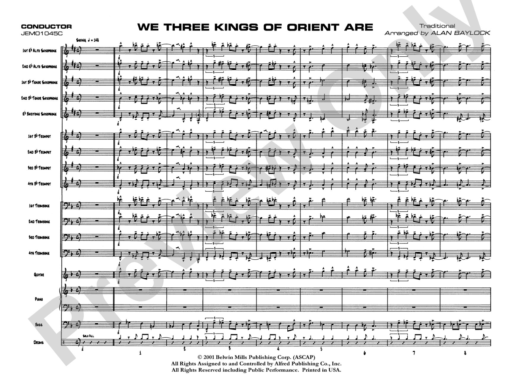 We Three Kings of Orient Are: Jazz Ensemble Conductor Score & Parts