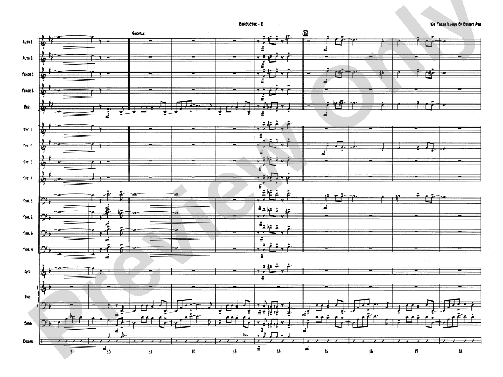 We Three Kings of Orient Are: Jazz Ensemble Conductor Score & Parts
