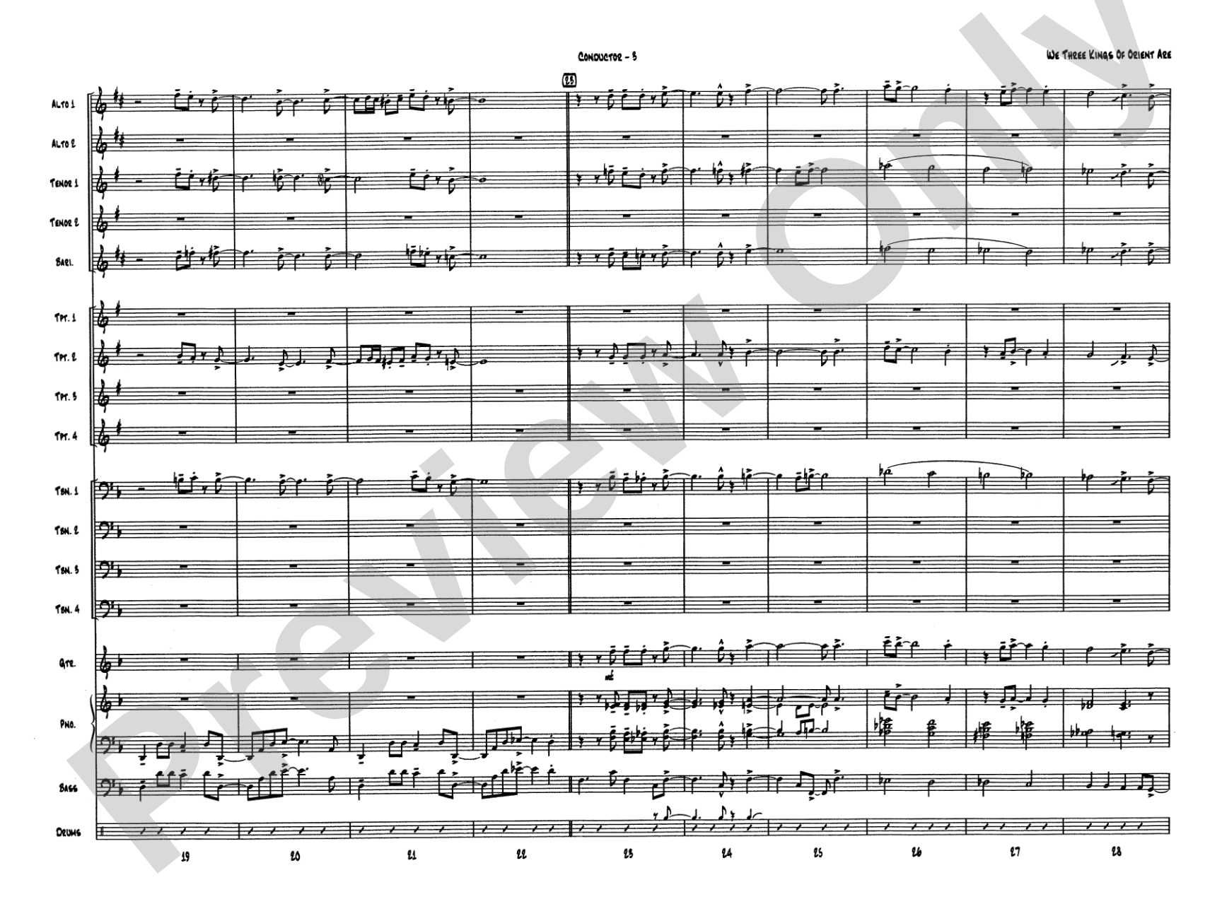 We Three Kings of Orient Are: Jazz Ensemble Conductor Score & Parts