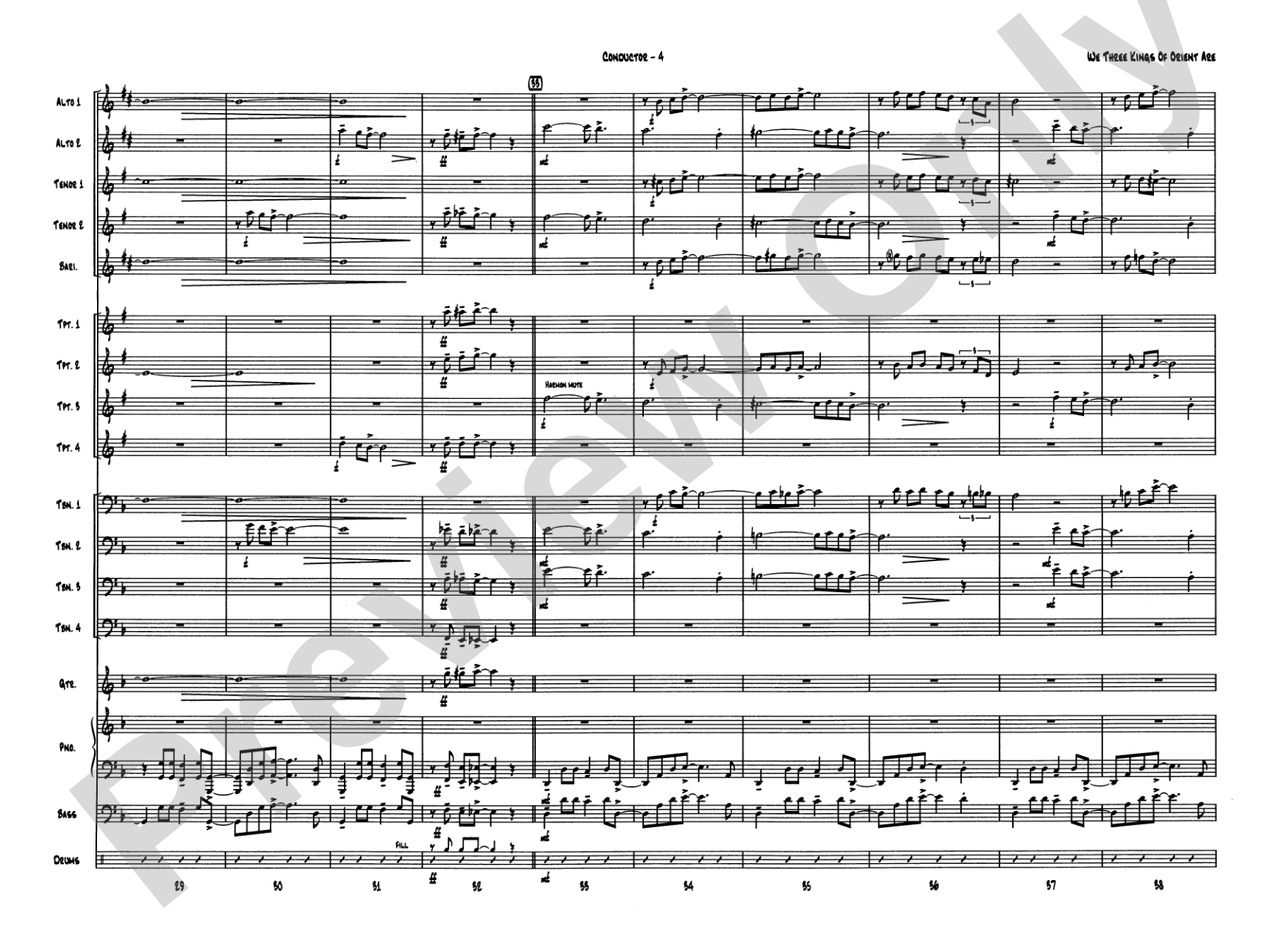 We Three Kings of Orient Are: Jazz Ensemble Conductor Score & Parts