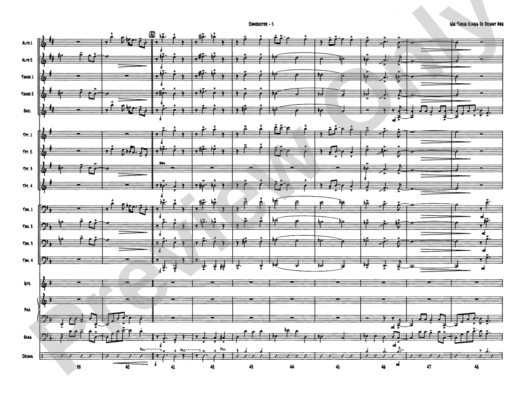 We Three Kings of Orient Are: Jazz Ensemble Conductor Score & Parts