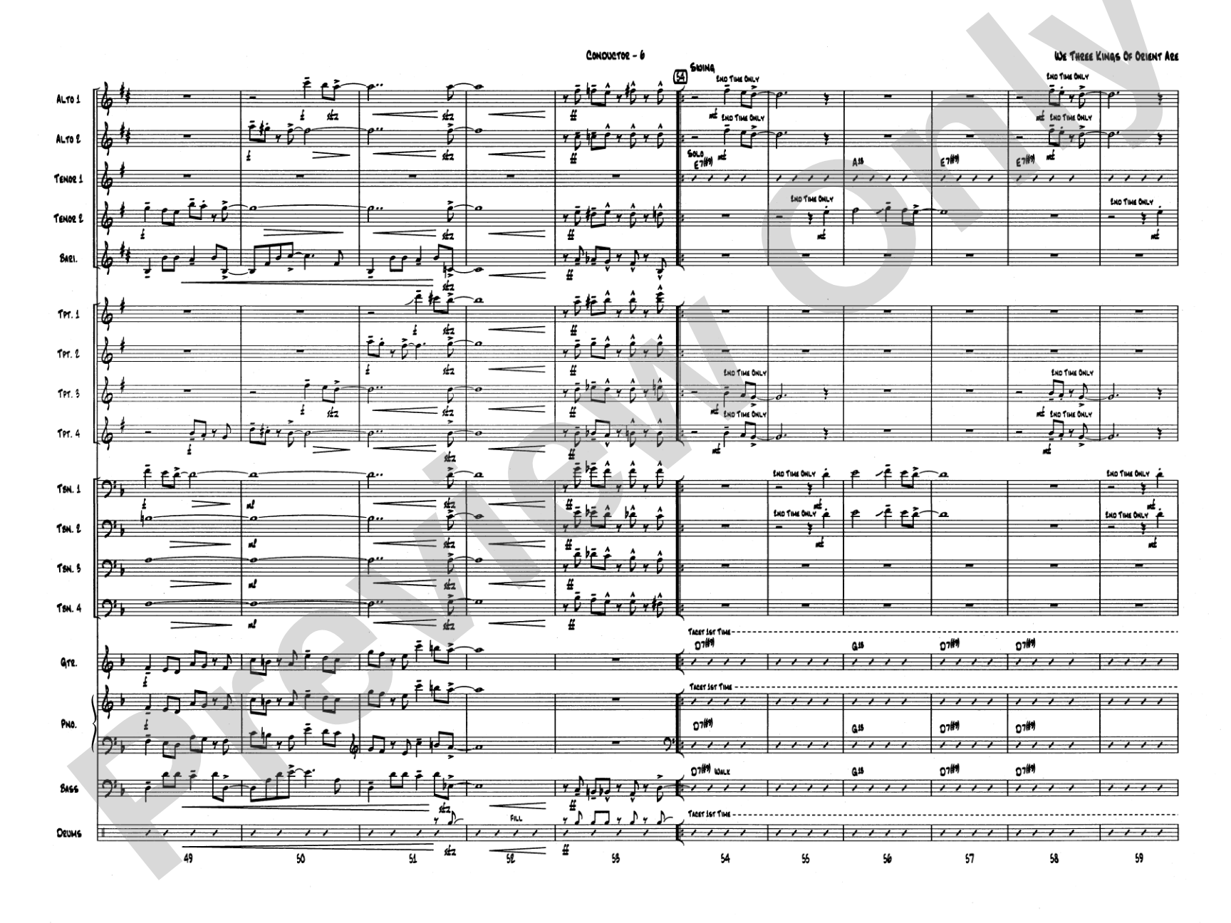 We Three Kings of Orient Are: Jazz Ensemble Conductor Score & Parts