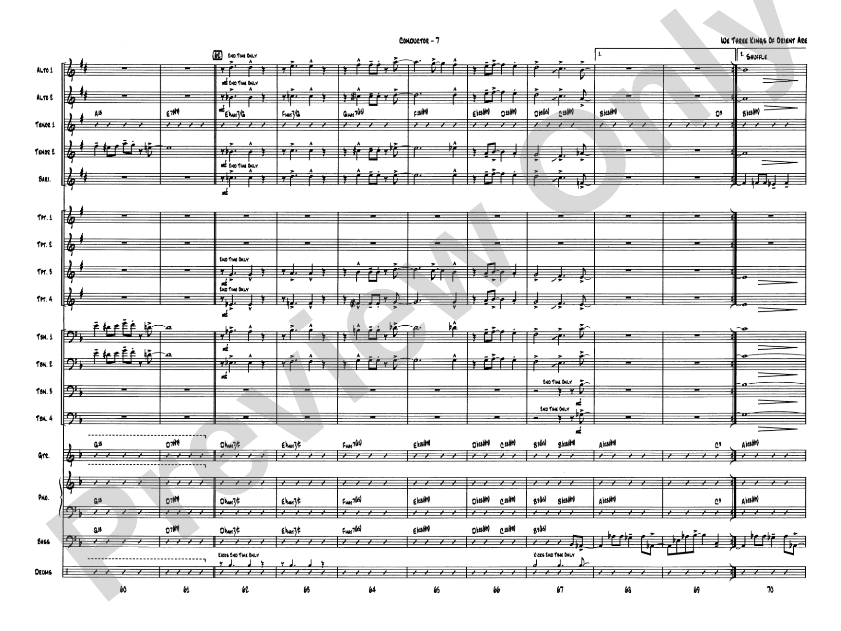 We Three Kings of Orient Are: Jazz Ensemble Conductor Score & Parts