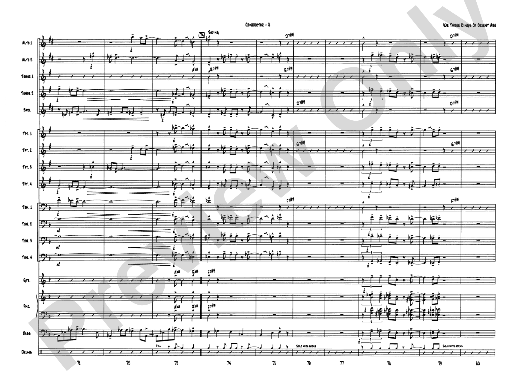 We Three Kings of Orient Are: Jazz Ensemble Conductor Score & Parts