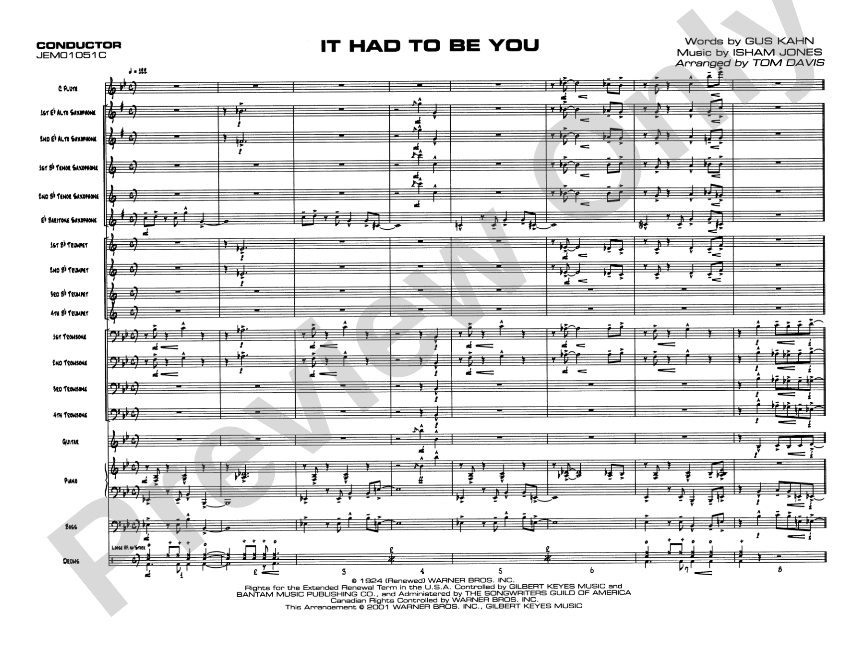 It Had to Be You: Score