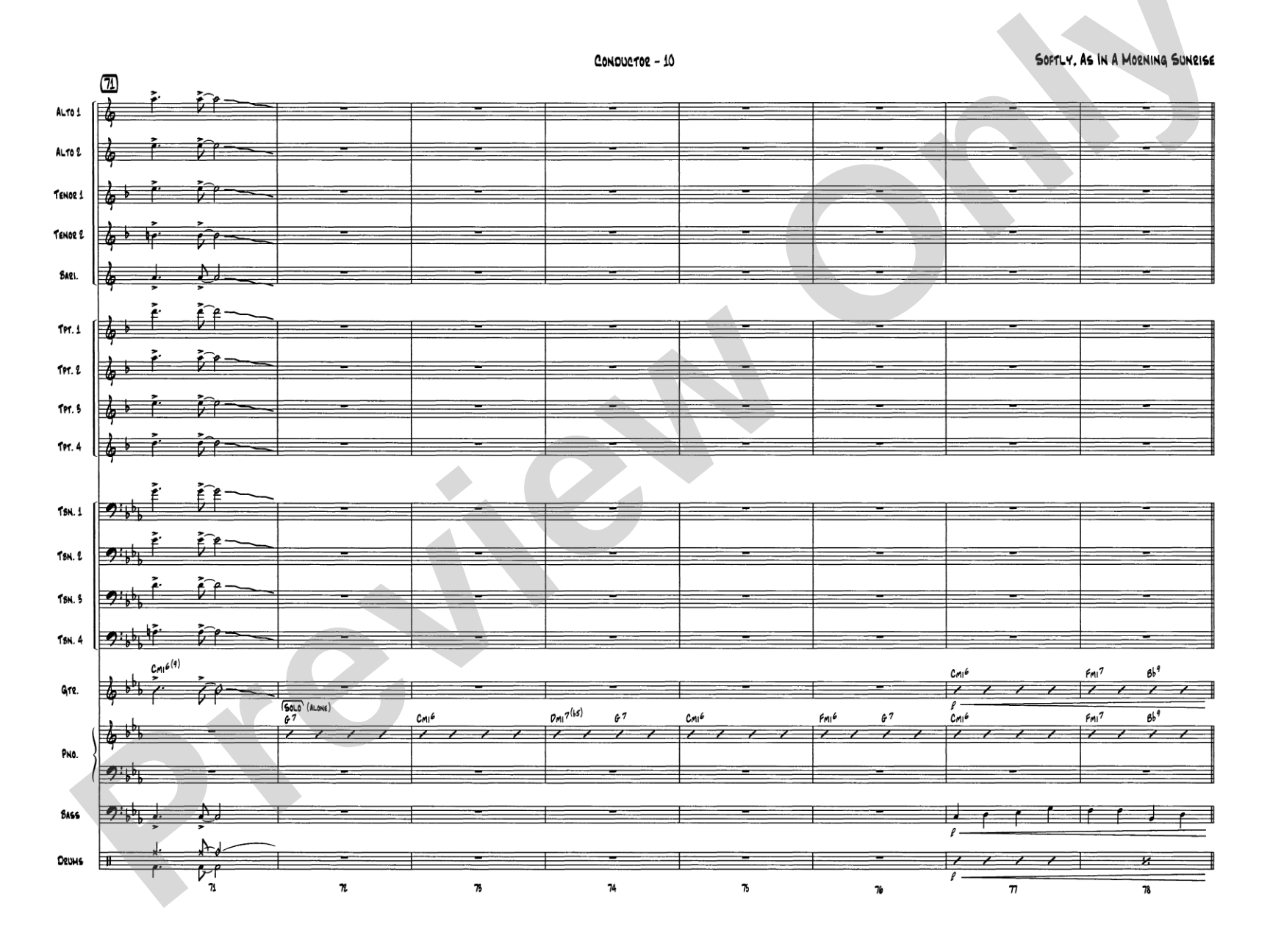 Softly, As in a Morning Sunrise: Score