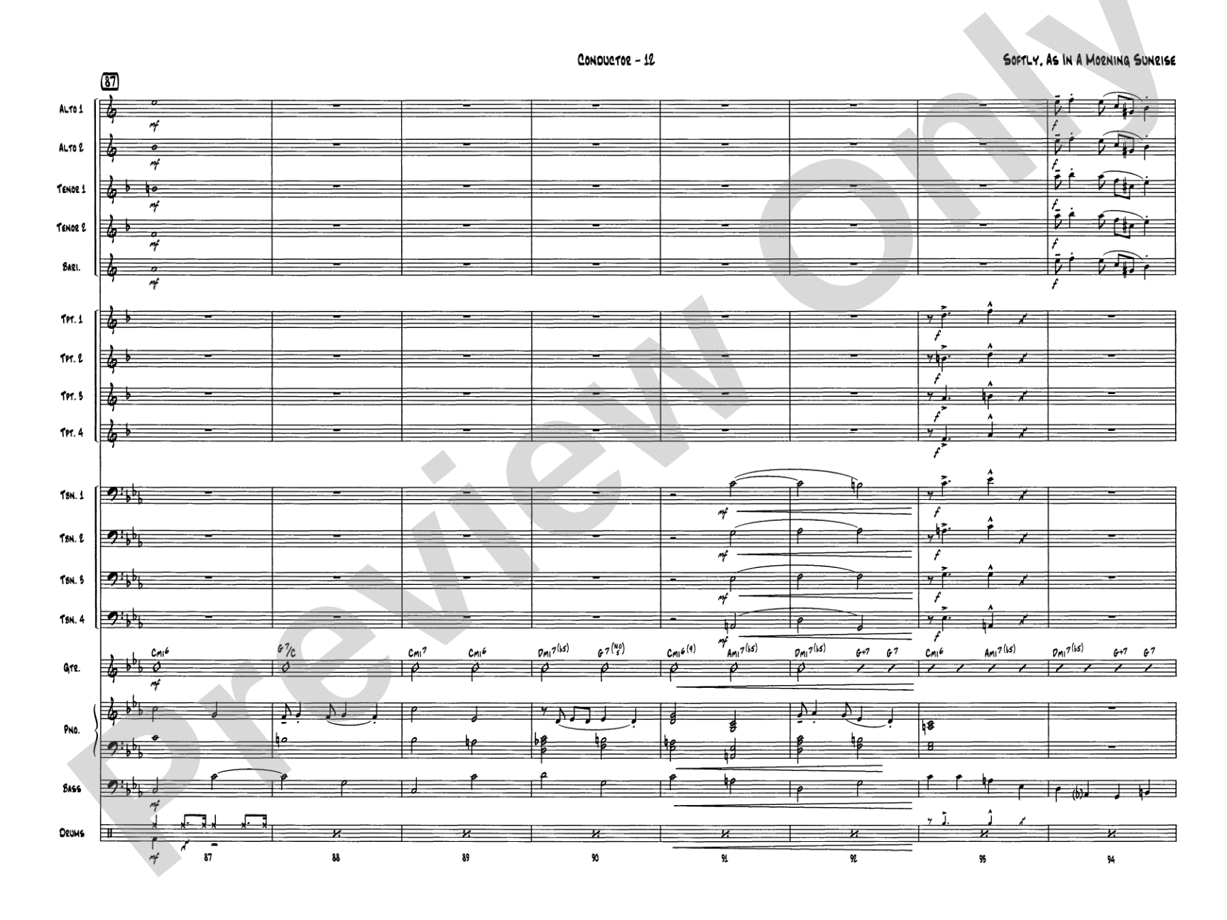 Softly, As in a Morning Sunrise: Score