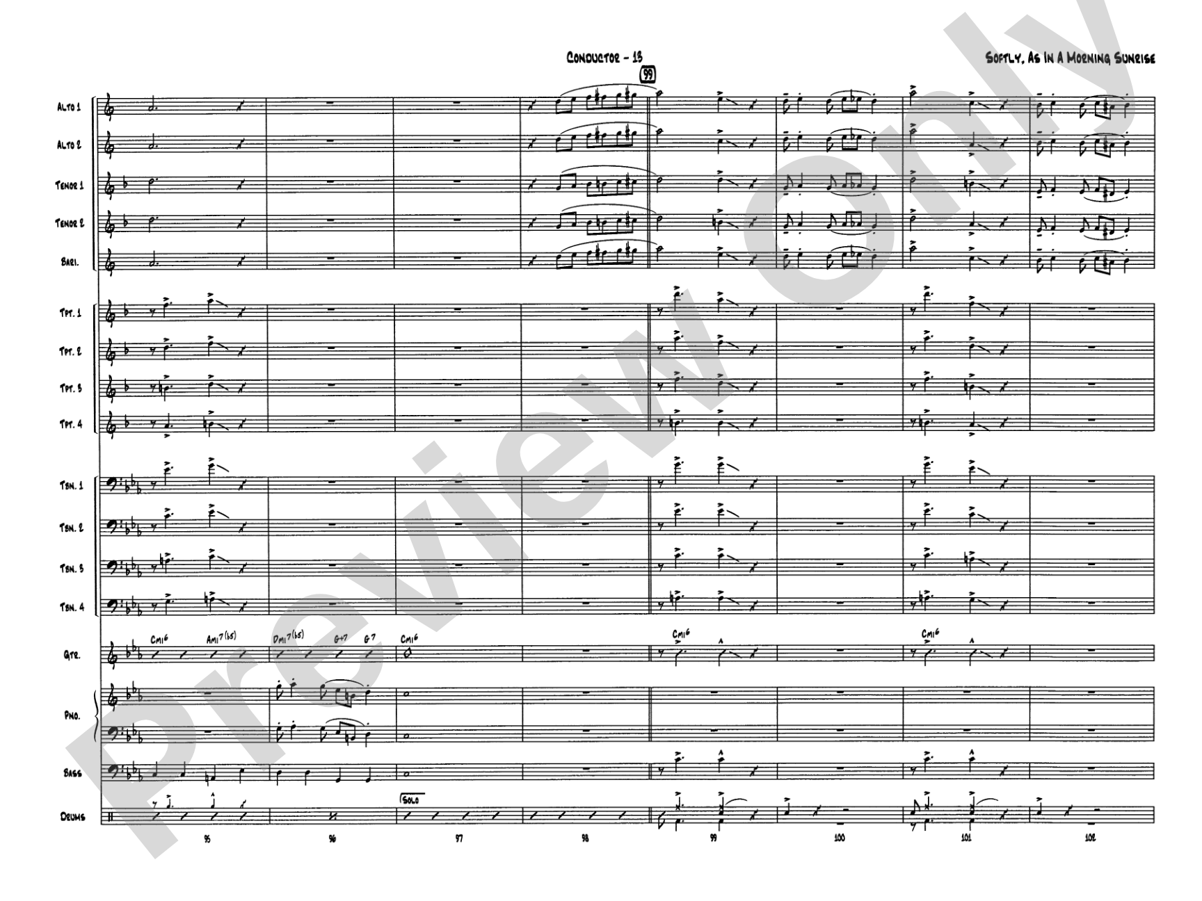 Softly, As in a Morning Sunrise: Score