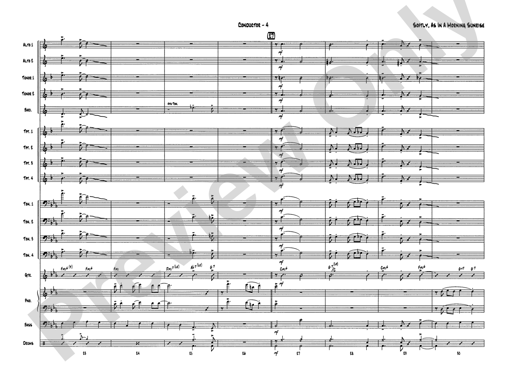 Softly, As in a Morning Sunrise: Score