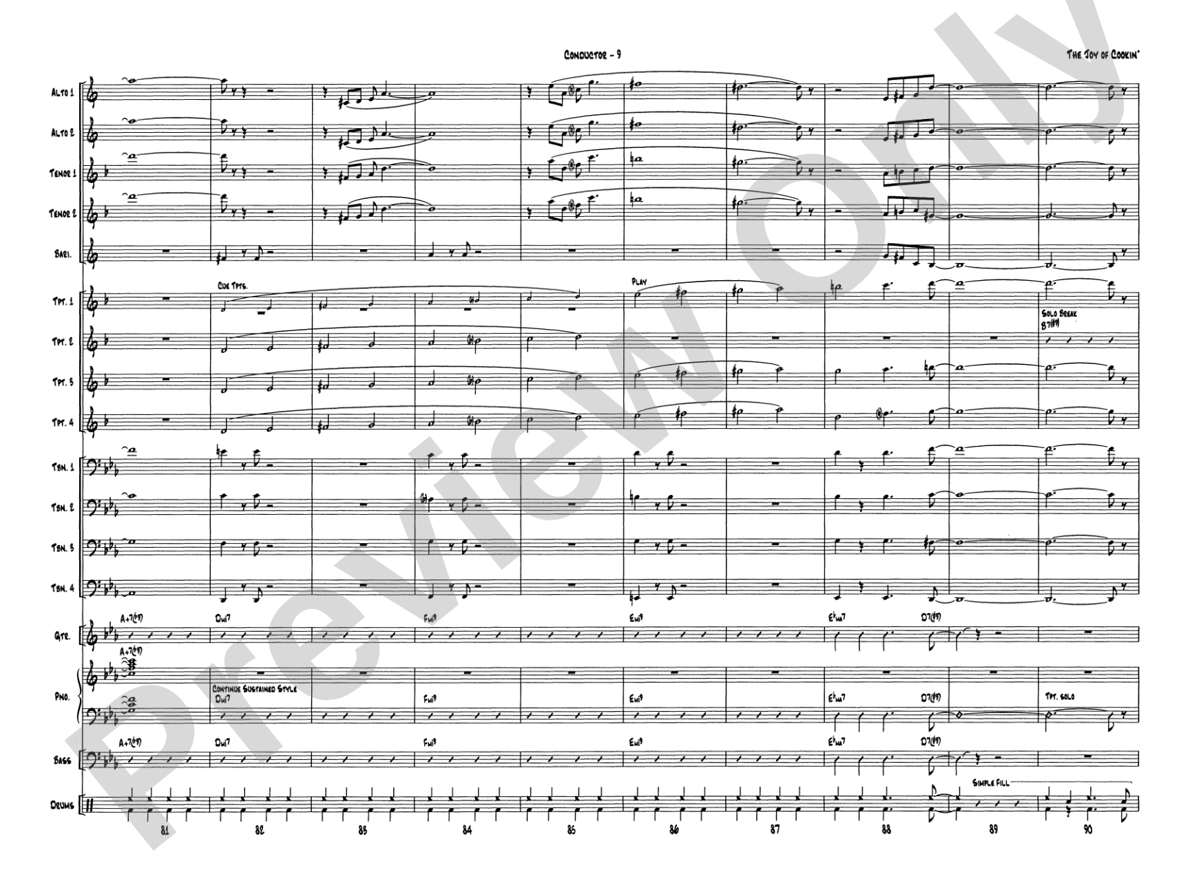 The Joy of Cookin': Jazz Ensemble Conductor Score & Parts