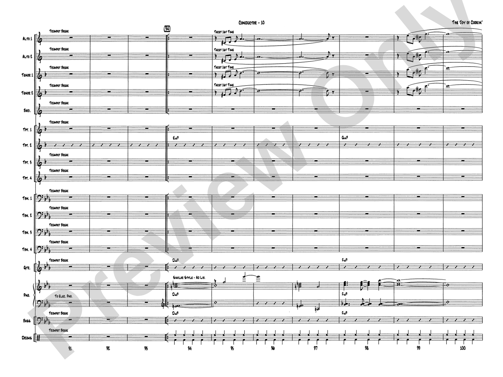 The Joy of Cookin': Jazz Ensemble Conductor Score & Parts