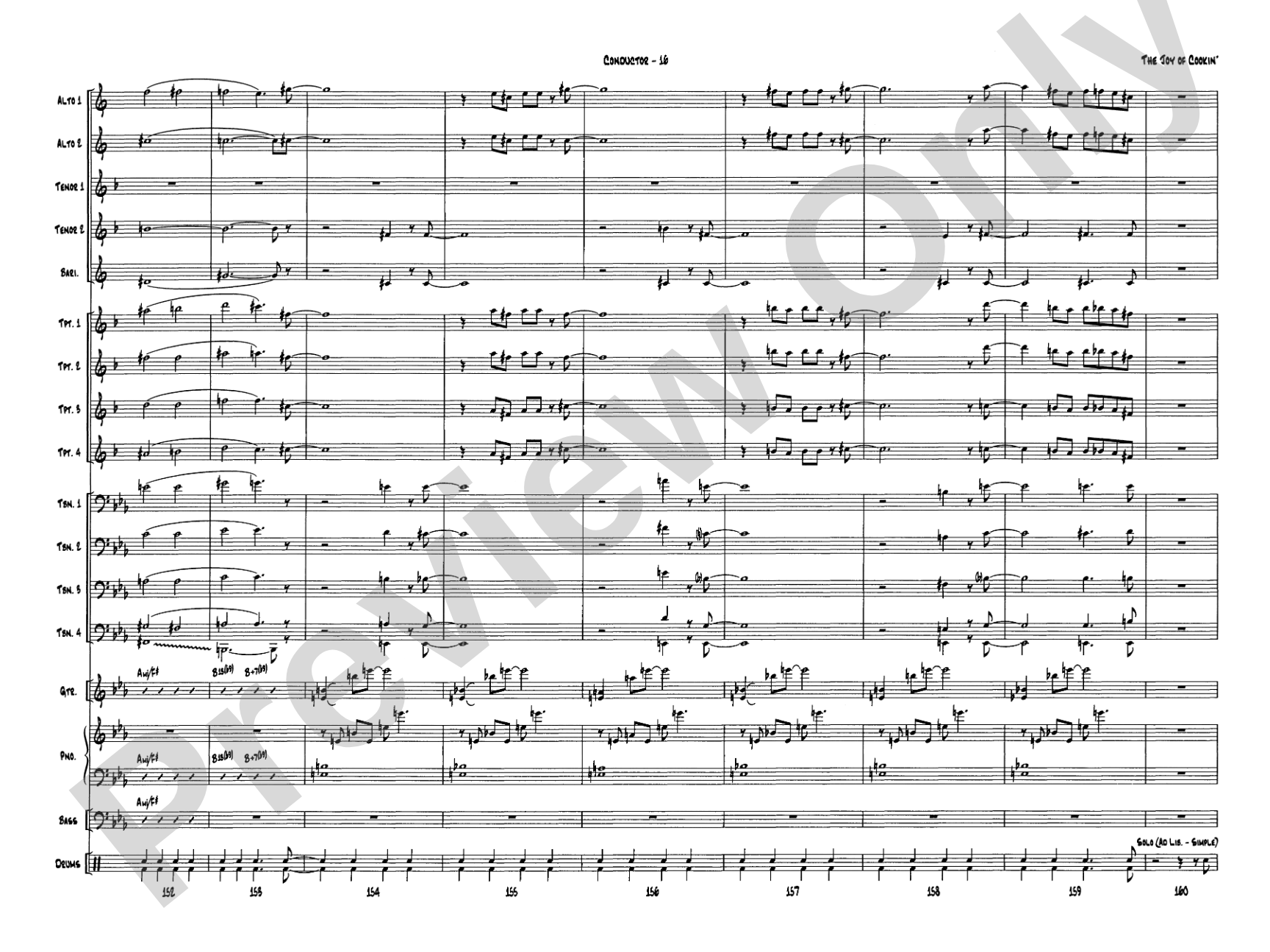 The Joy of Cookin': Jazz Ensemble Conductor Score & Parts