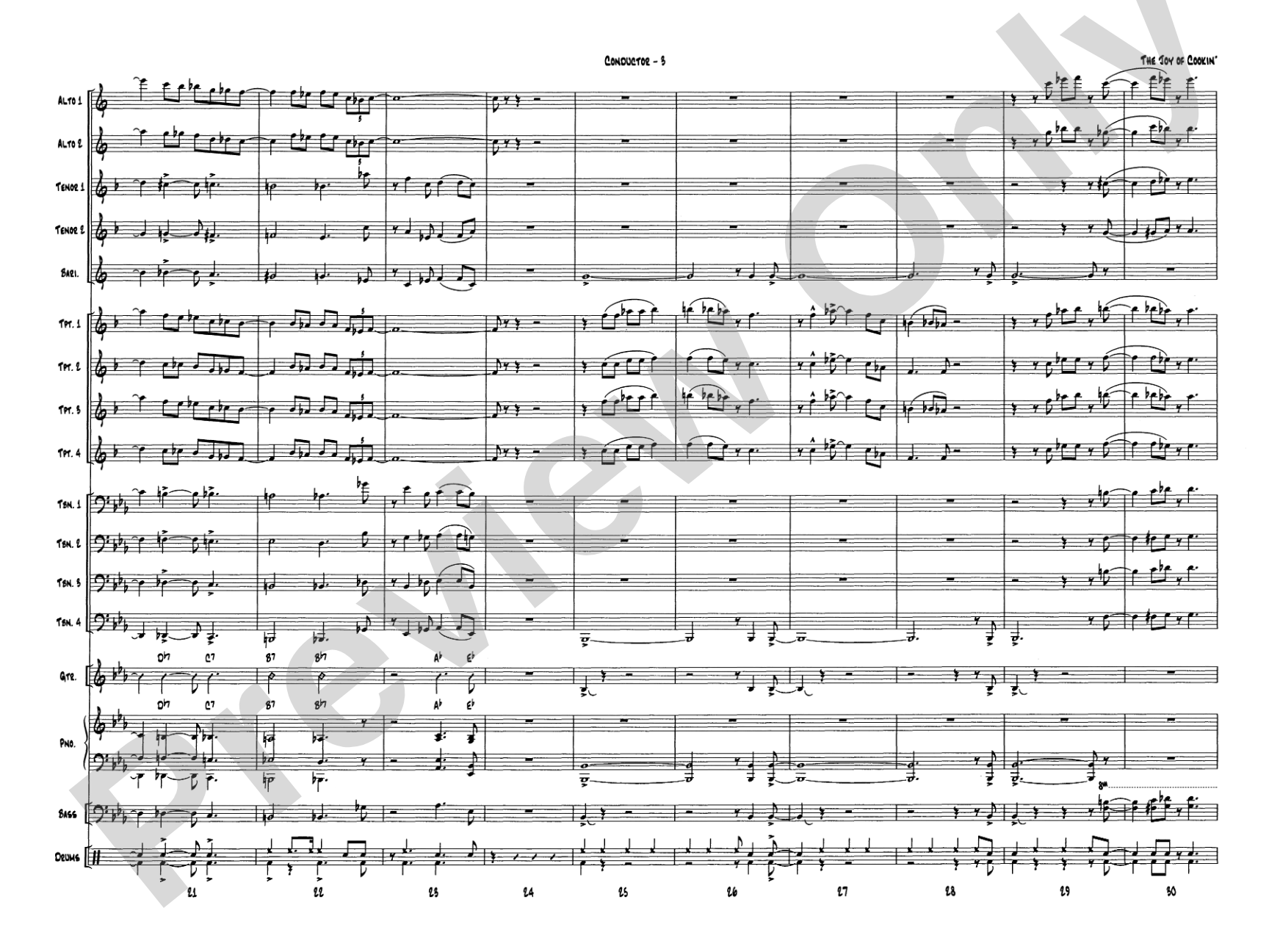 The Joy of Cookin': Jazz Ensemble Conductor Score & Parts
