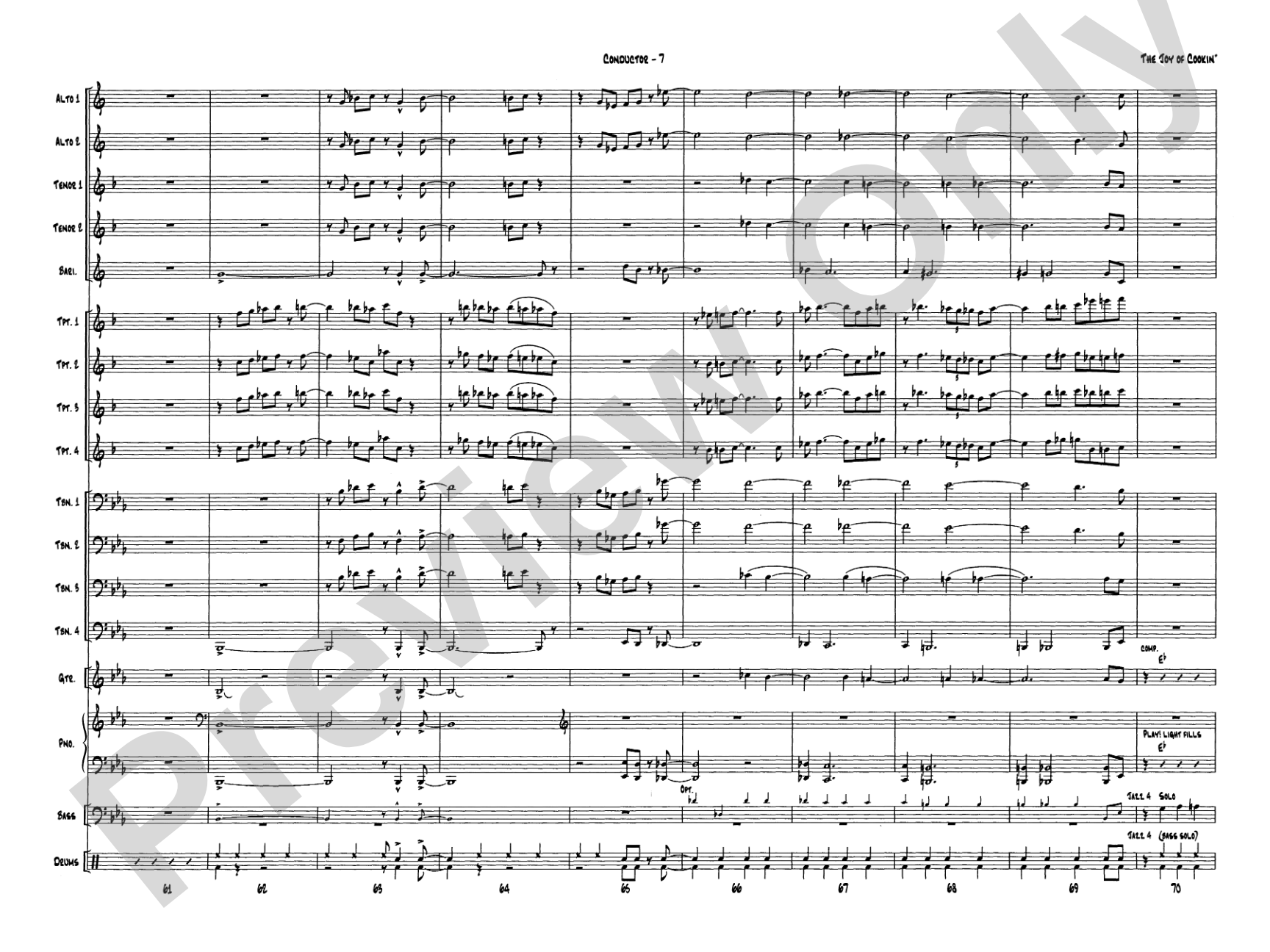 The Joy of Cookin': Jazz Ensemble Conductor Score & Parts