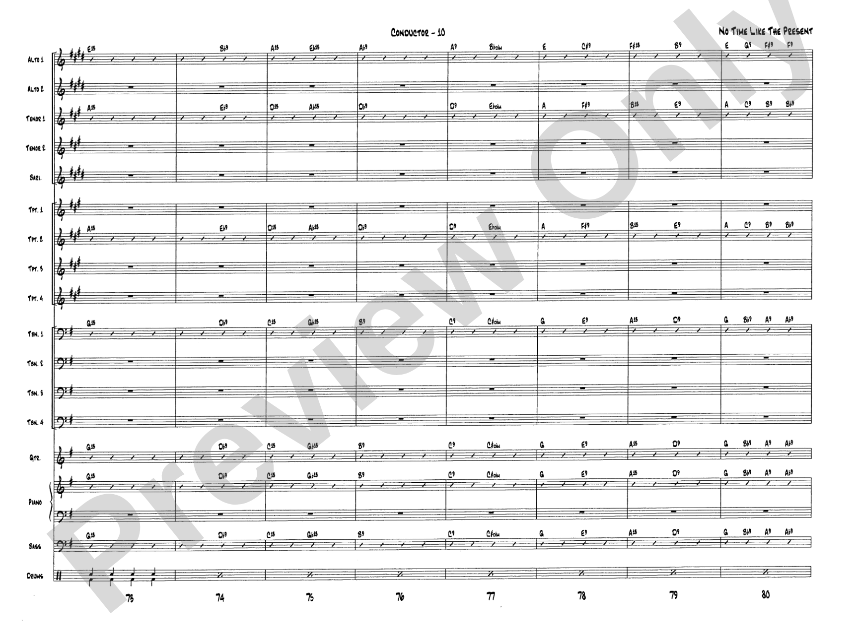 No Time Like the Present: Jazz Ensemble Conductor Score & Parts