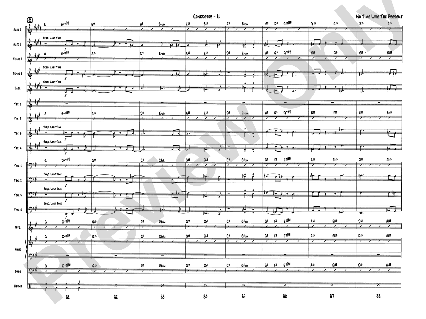 No Time Like the Present: Jazz Ensemble Conductor Score & Parts