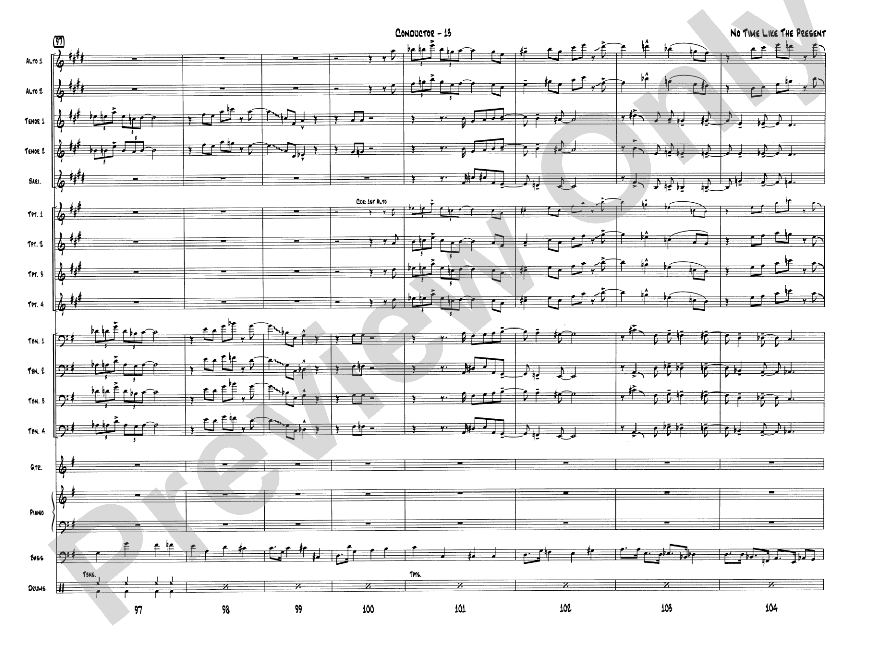 No Time Like the Present: Jazz Ensemble Conductor Score & Parts