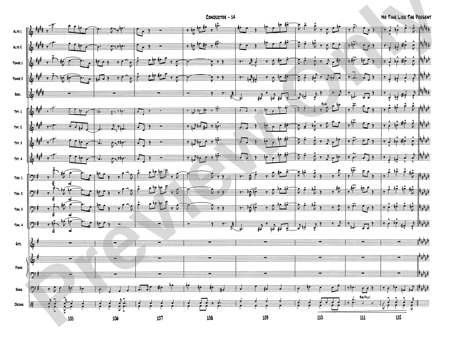 No Time Like the Present: Jazz Ensemble Conductor Score & Parts