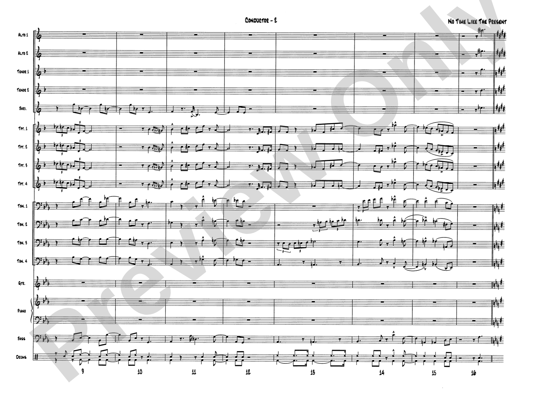No Time Like the Present: Jazz Ensemble Conductor Score & Parts