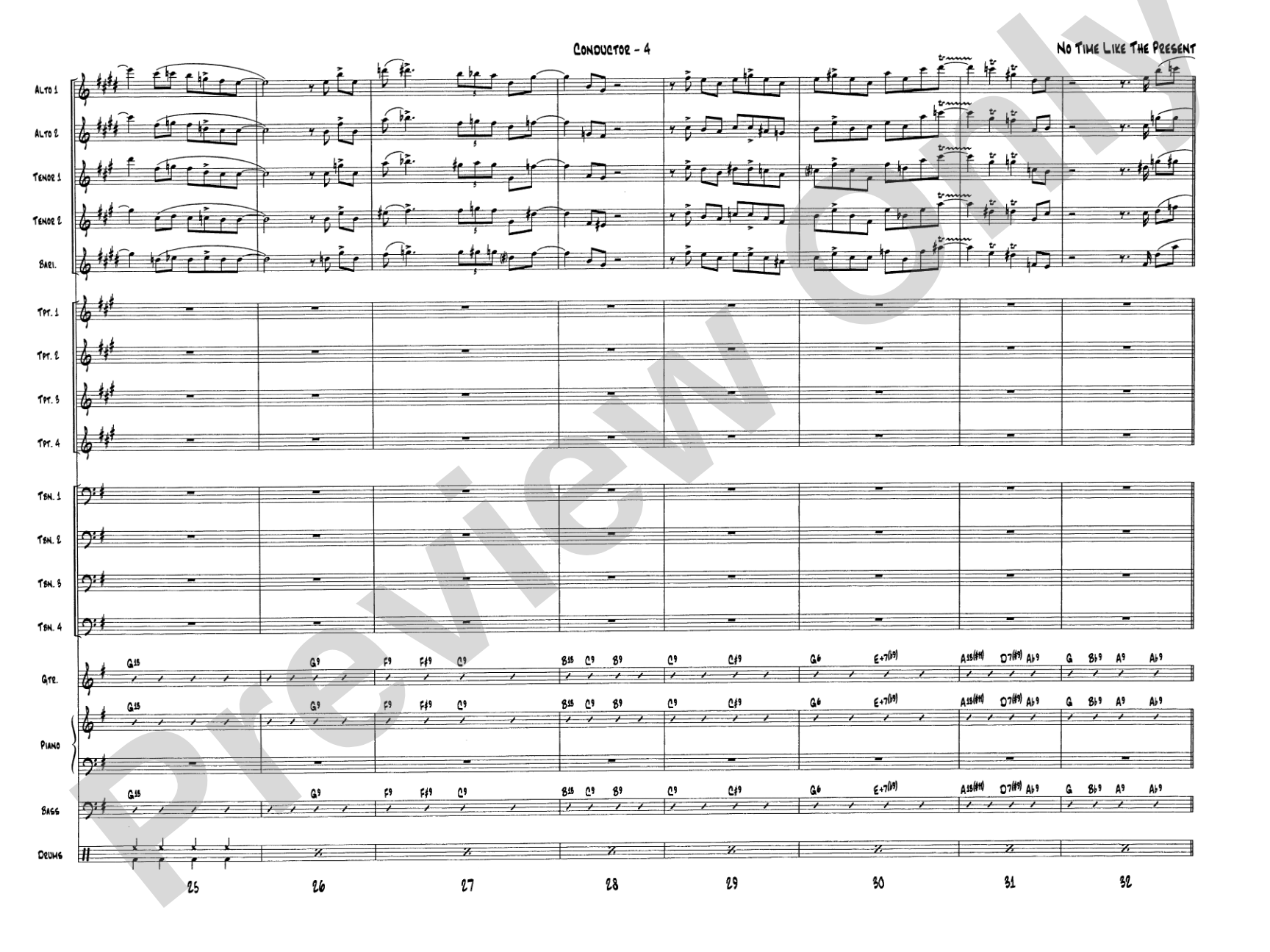 No Time Like the Present: Jazz Ensemble Conductor Score & Parts