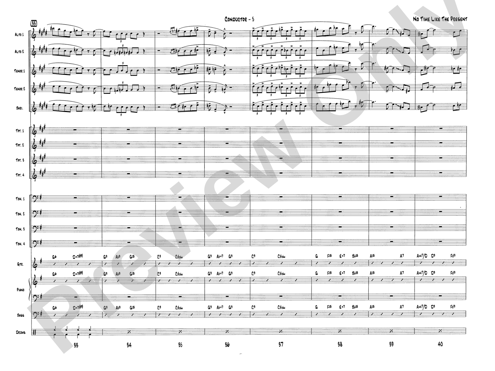 No Time Like the Present: Jazz Ensemble Conductor Score & Parts