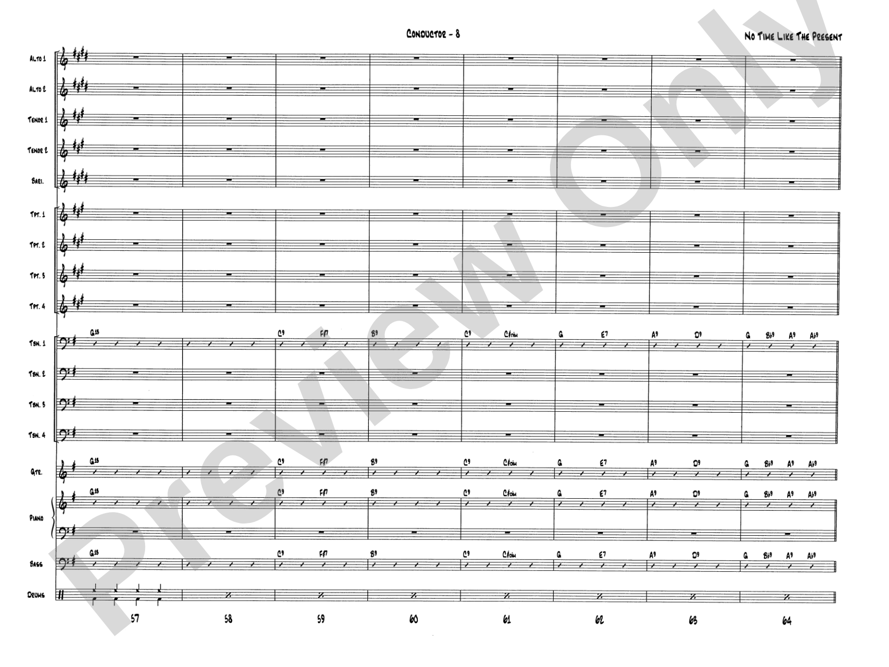No Time Like the Present: Jazz Ensemble Conductor Score & Parts