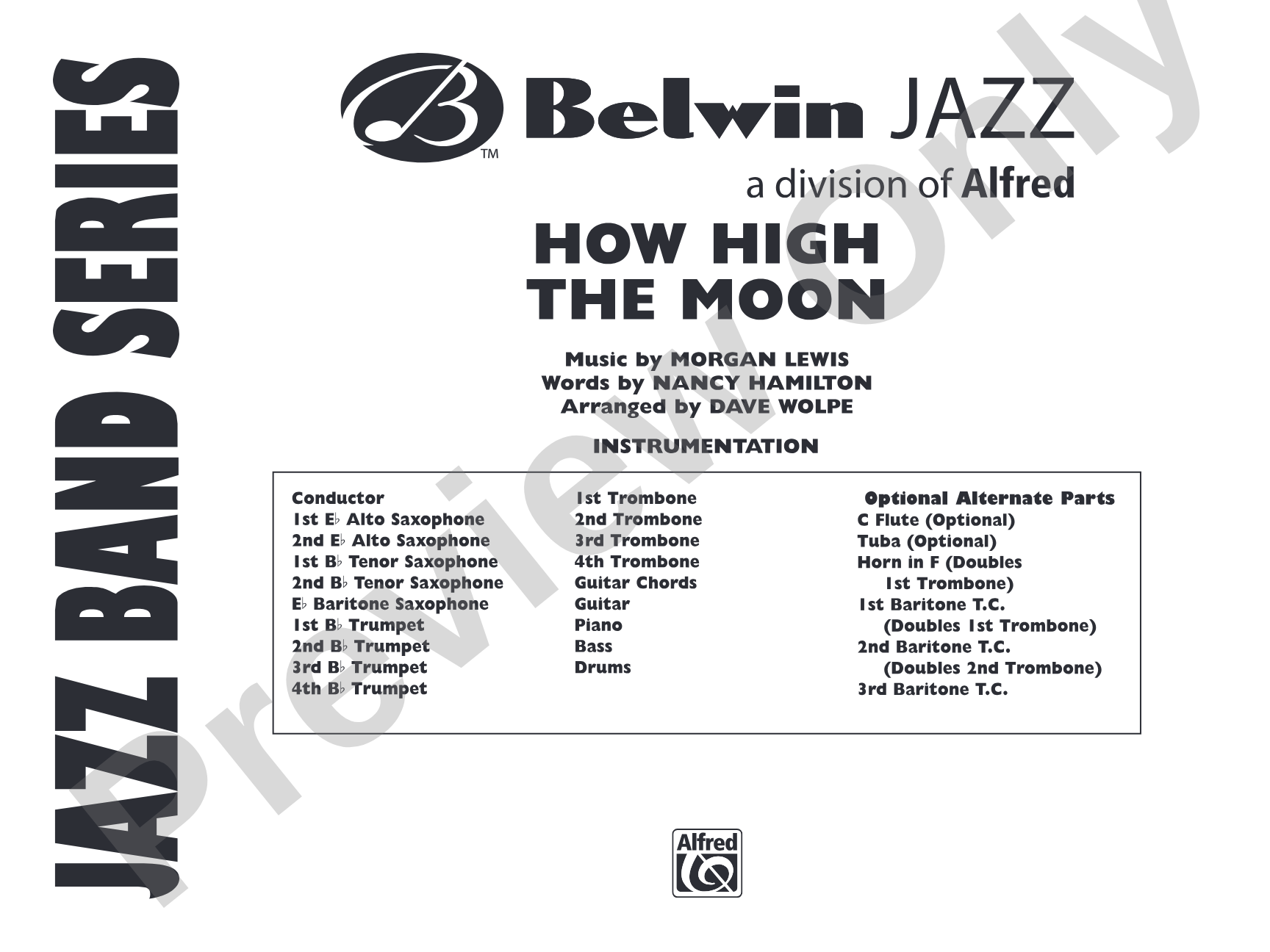 How High the Moon: Jazz Ensemble Conductor Score & Parts