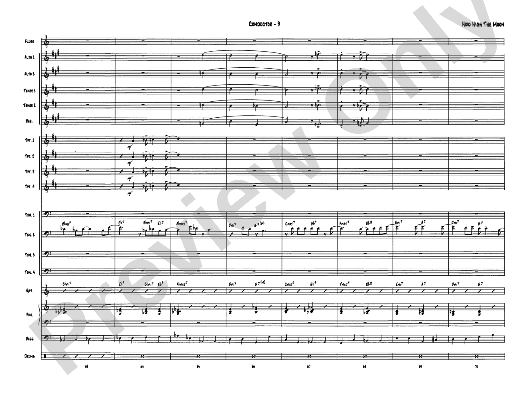 How High the Moon: Jazz Ensemble Conductor Score & Parts
