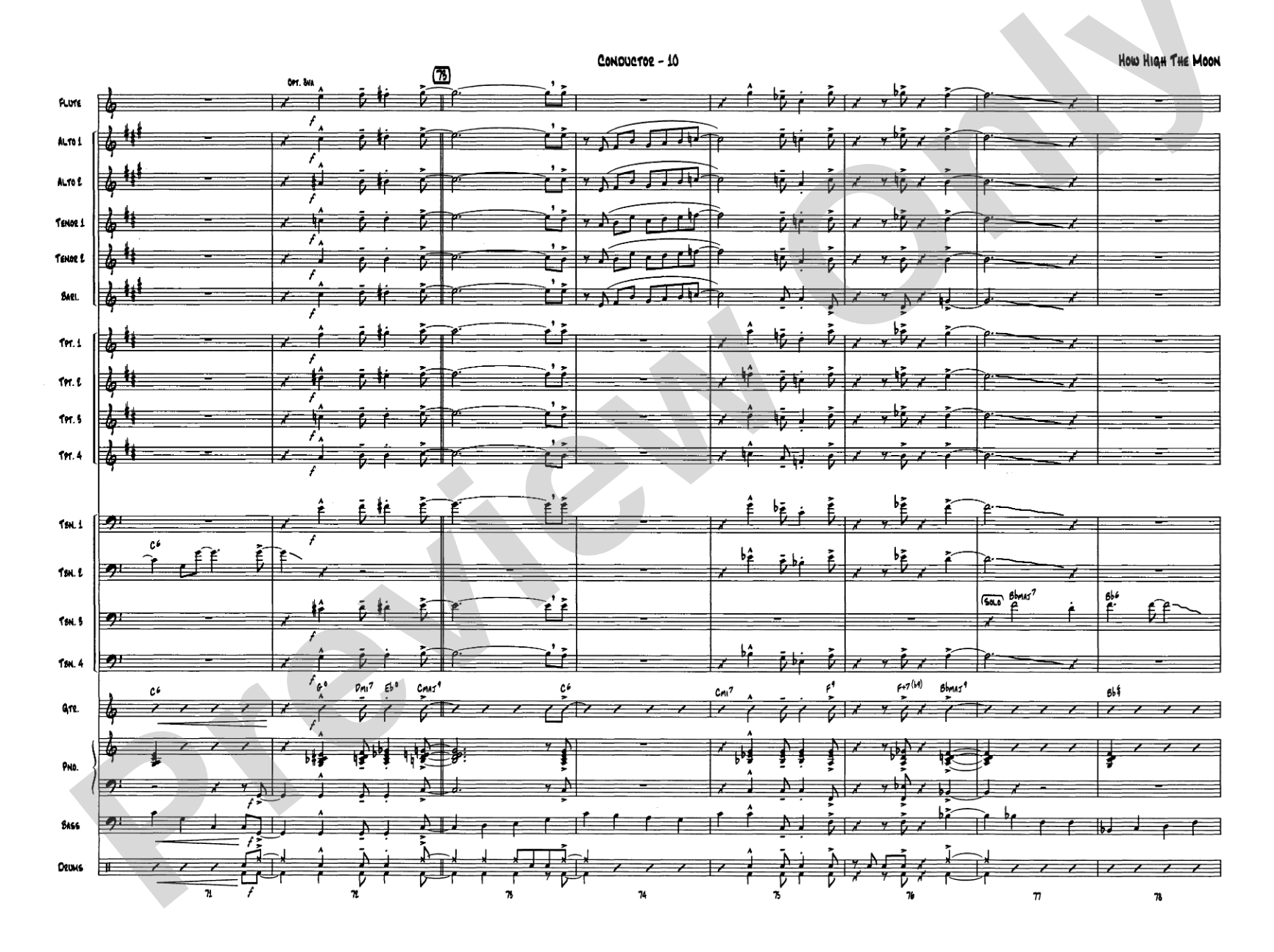 How High the Moon: Jazz Ensemble Conductor Score & Parts