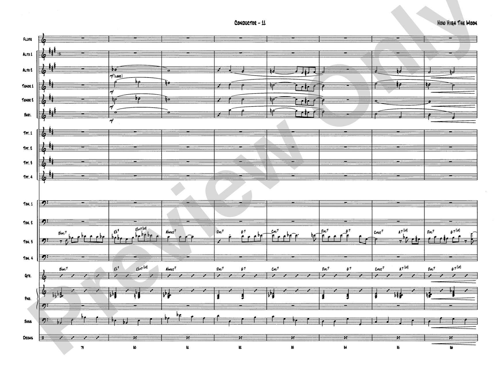 How High the Moon: Jazz Ensemble Conductor Score & Parts