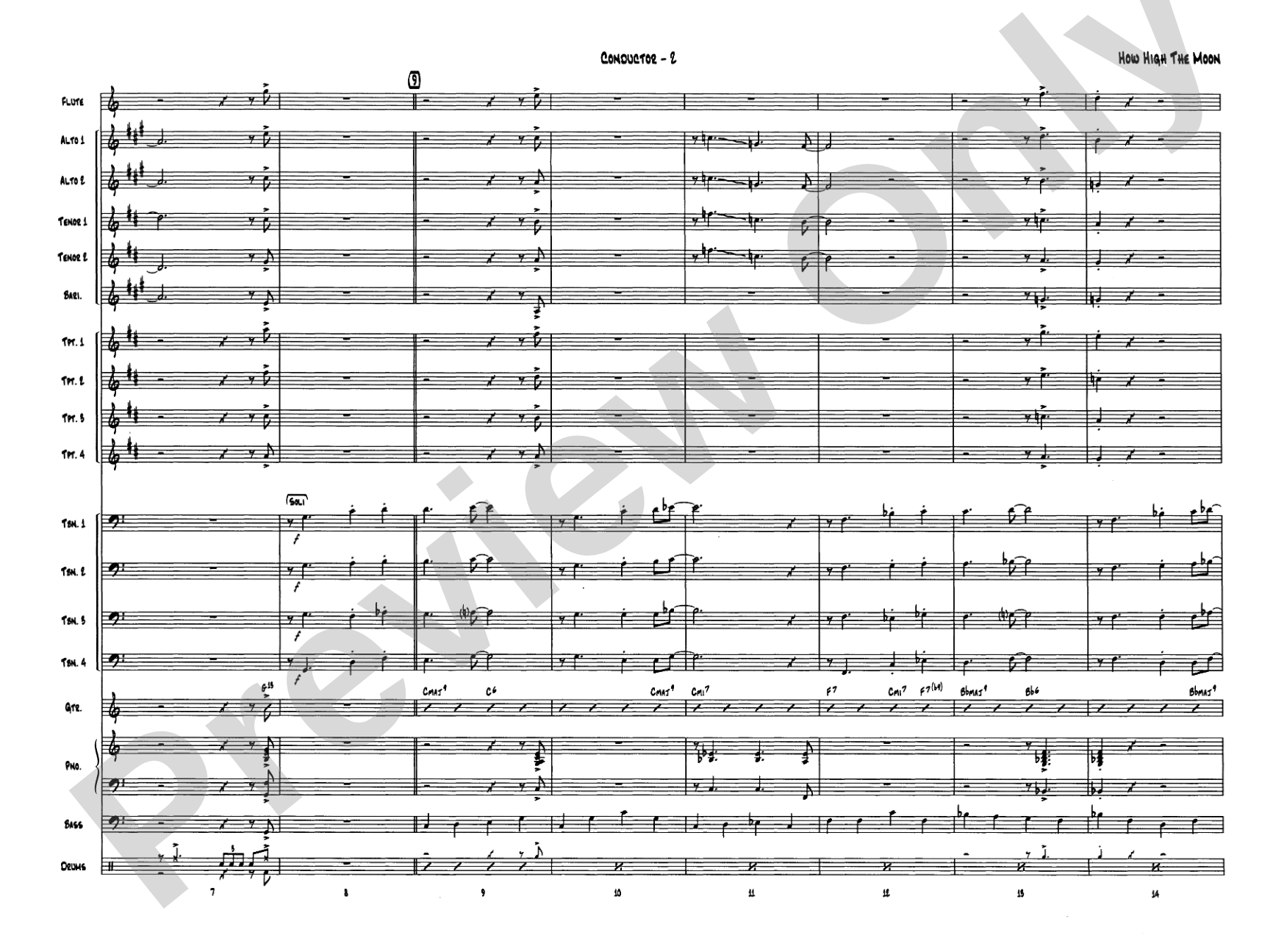 How High the Moon: Jazz Ensemble Conductor Score & Parts
