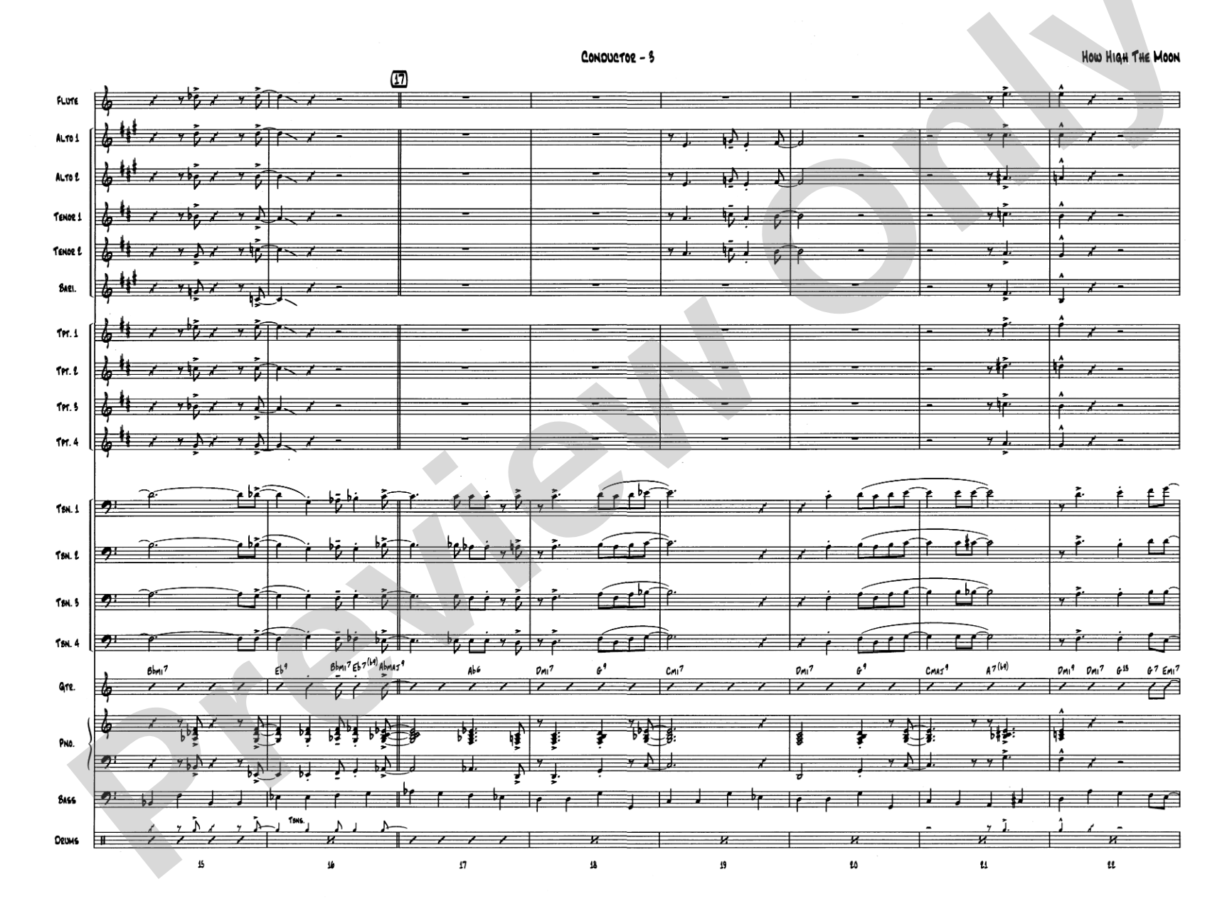 How High the Moon: Jazz Ensemble Conductor Score & Parts