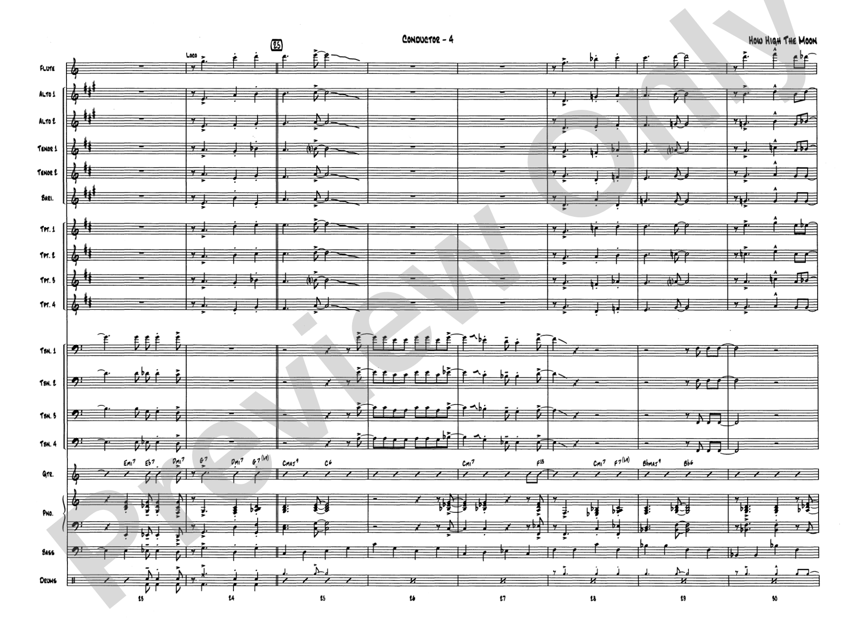 How High the Moon: Jazz Ensemble Conductor Score & Parts