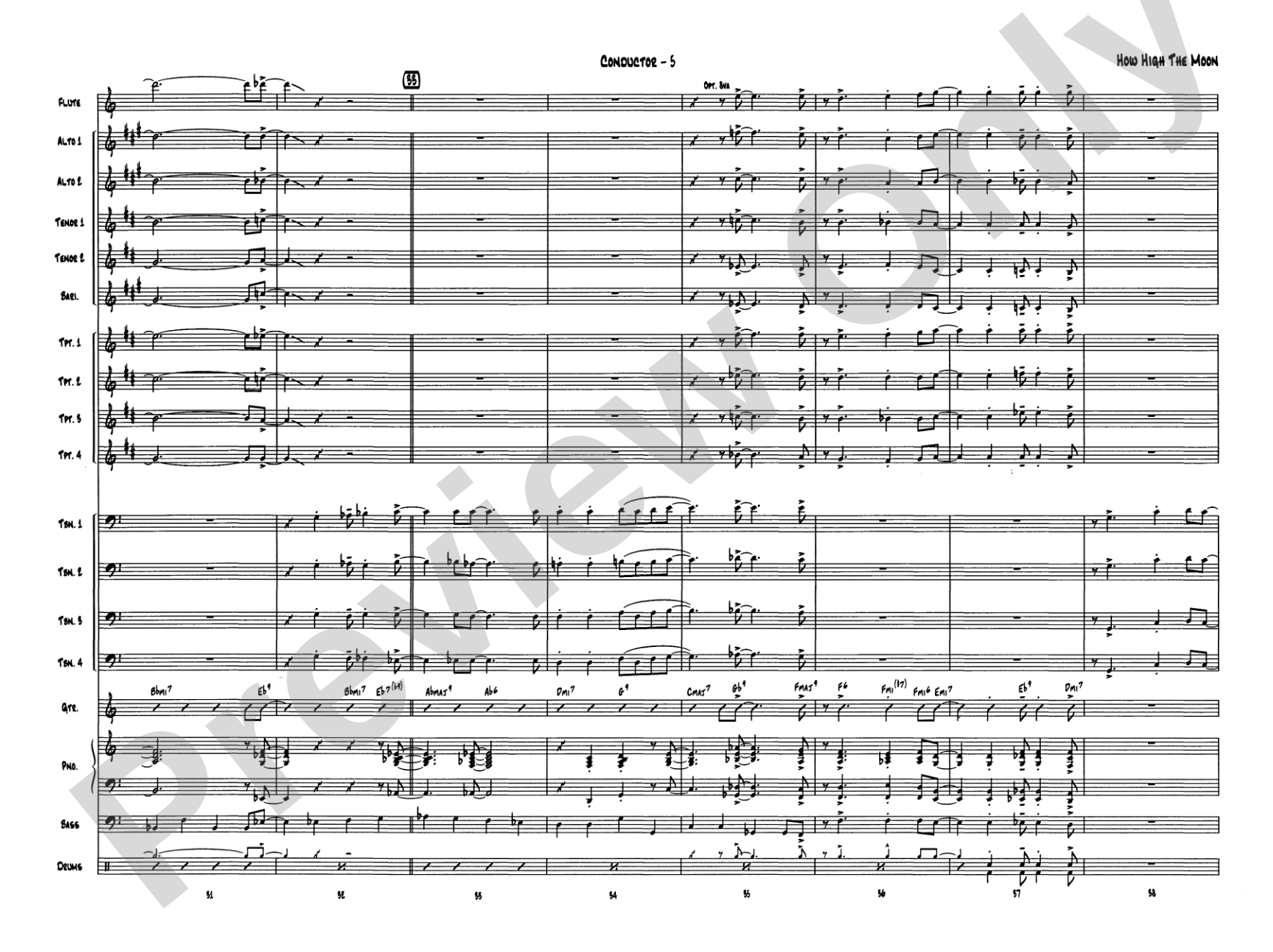 How High the Moon: Jazz Ensemble Conductor Score & Parts
