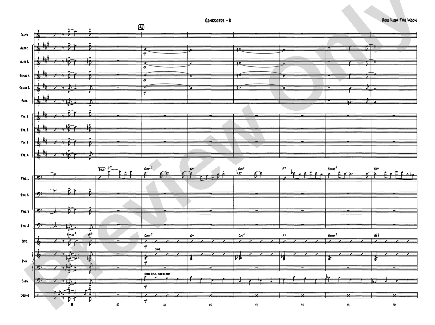 How High the Moon: Jazz Ensemble Conductor Score & Parts