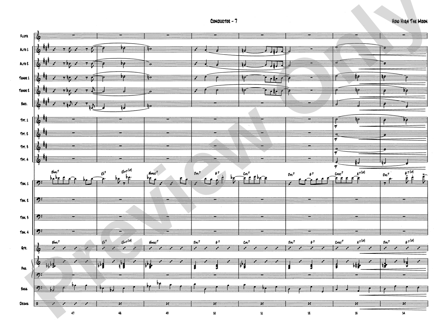 How High the Moon: Jazz Ensemble Conductor Score & Parts