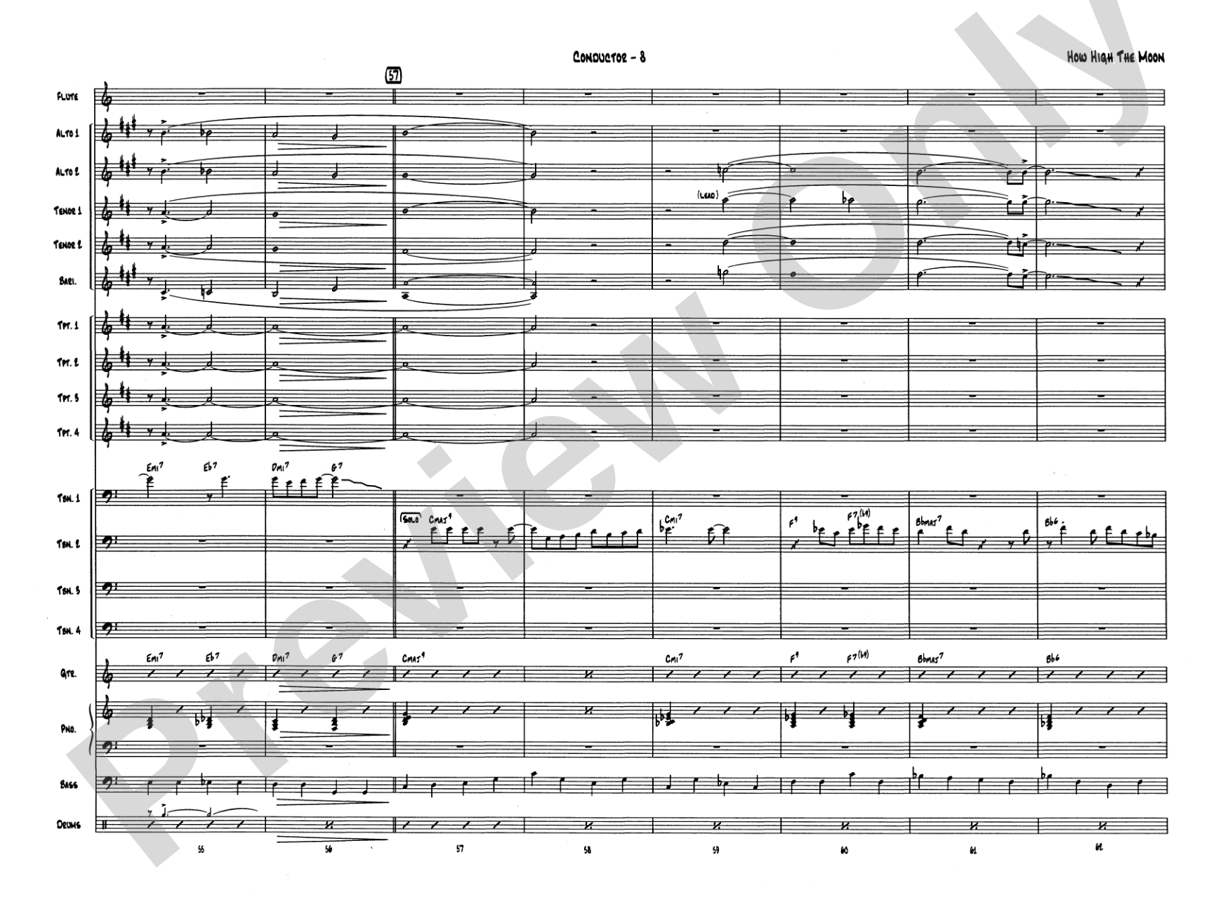 How High the Moon: Jazz Ensemble Conductor Score & Parts