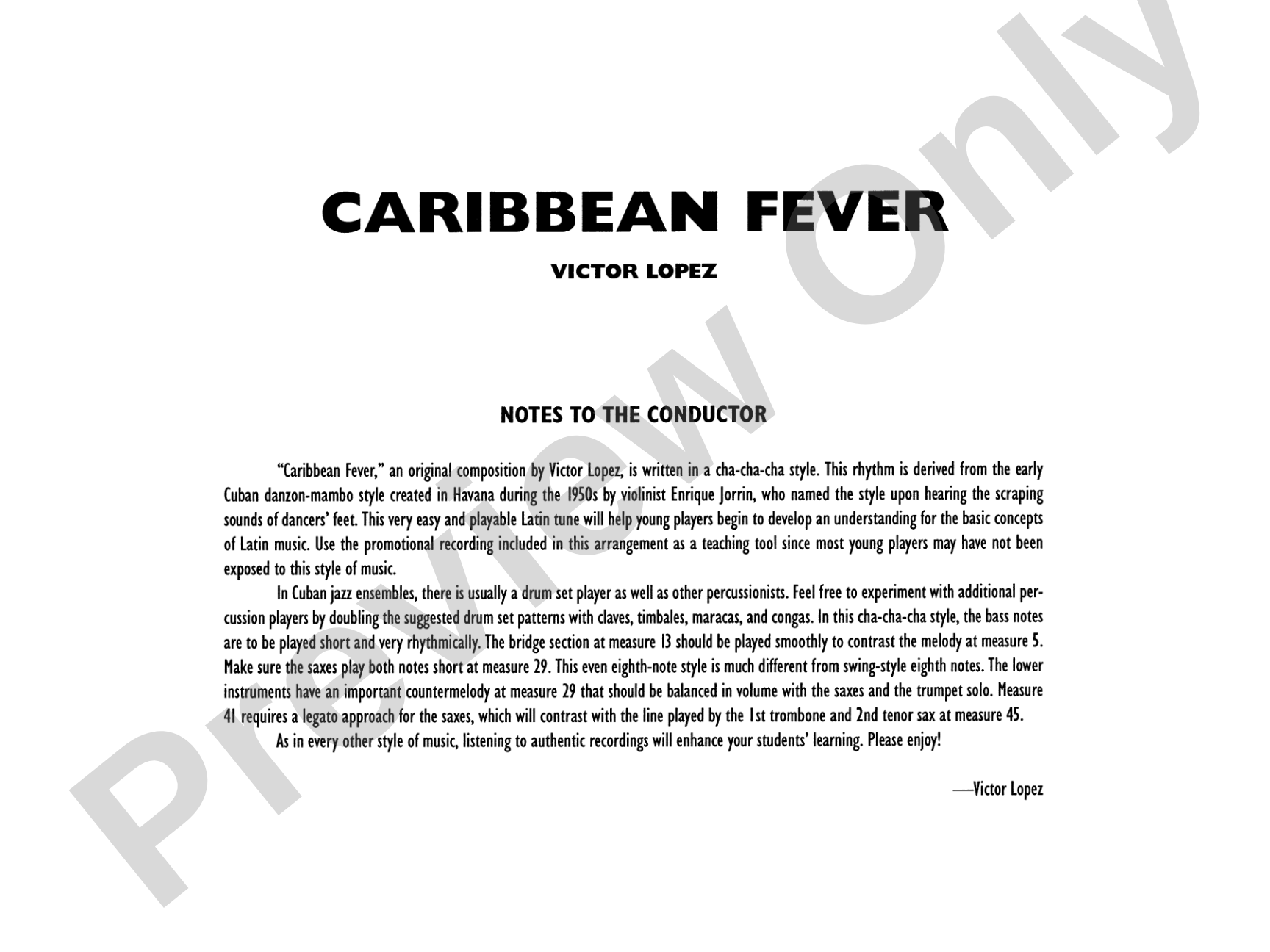 Caribbean Fever: Jazz Ensemble Conductor Score & Parts
