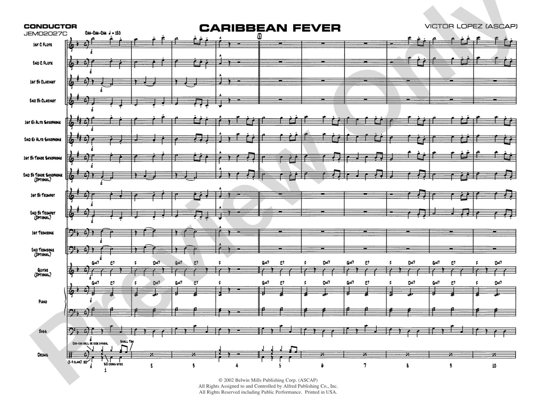 Caribbean Fever: Jazz Ensemble Conductor Score & Parts
