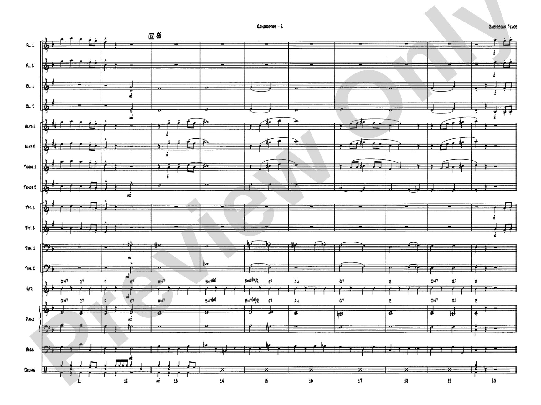 Caribbean Fever: Jazz Ensemble Conductor Score & Parts
