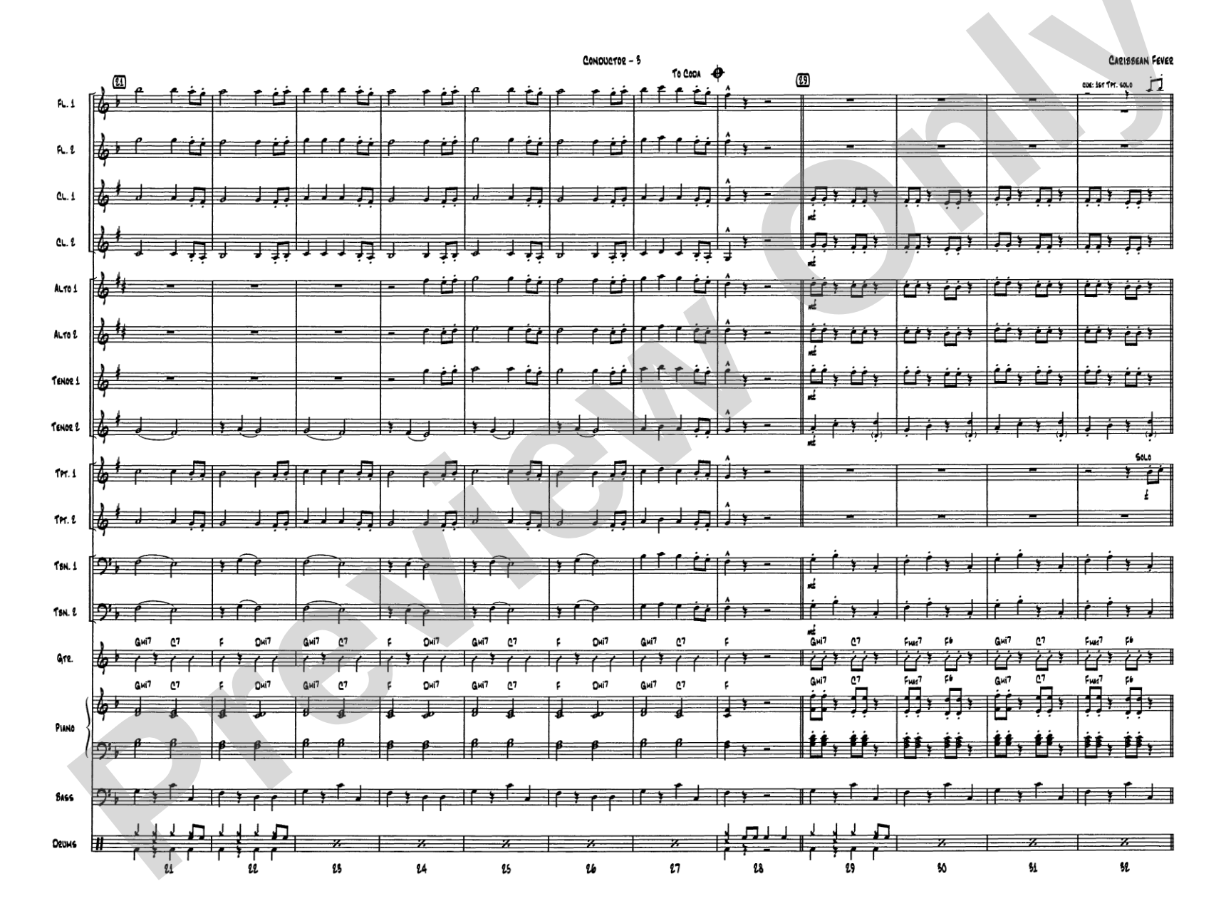 Caribbean Fever: Jazz Ensemble Conductor Score & Parts